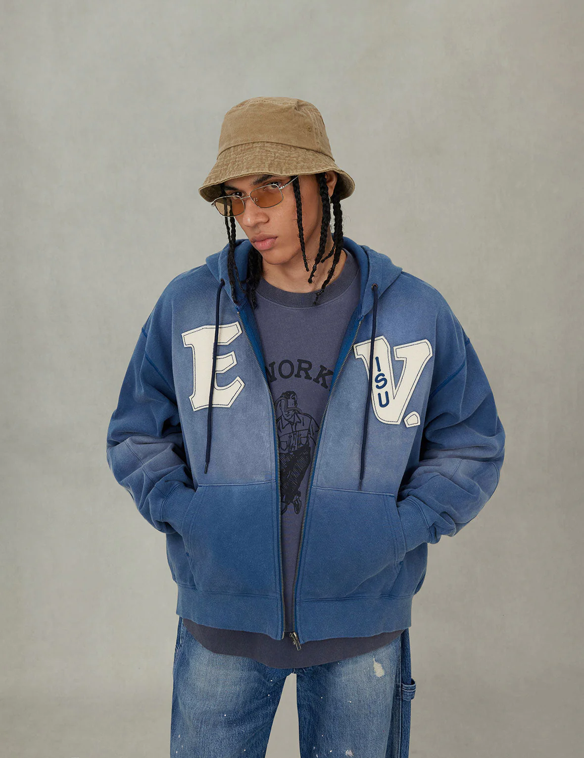 EV and Seagull Patches Embroidery Relax Fit Hoodie Jacket - Image 10