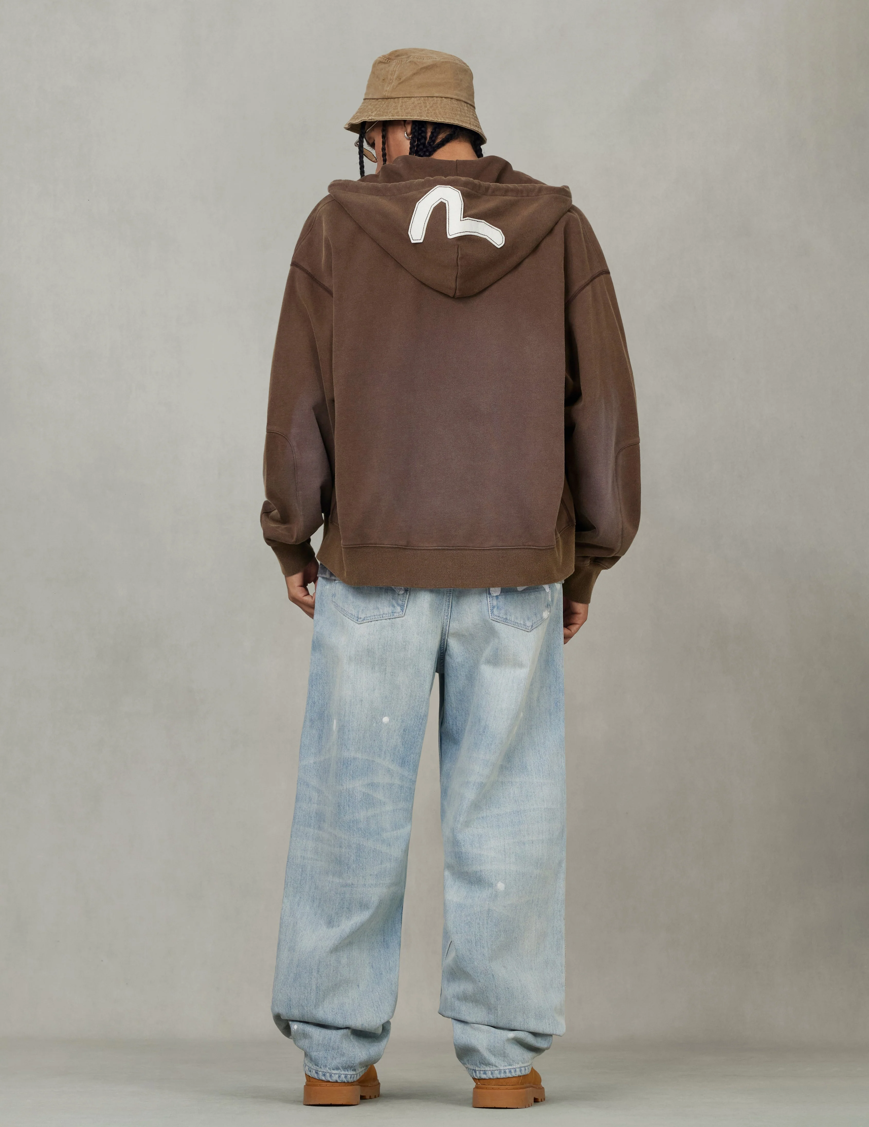 EV and Seagull Patches Embroidery Relax Fit Hoodie Jacket - Image 11