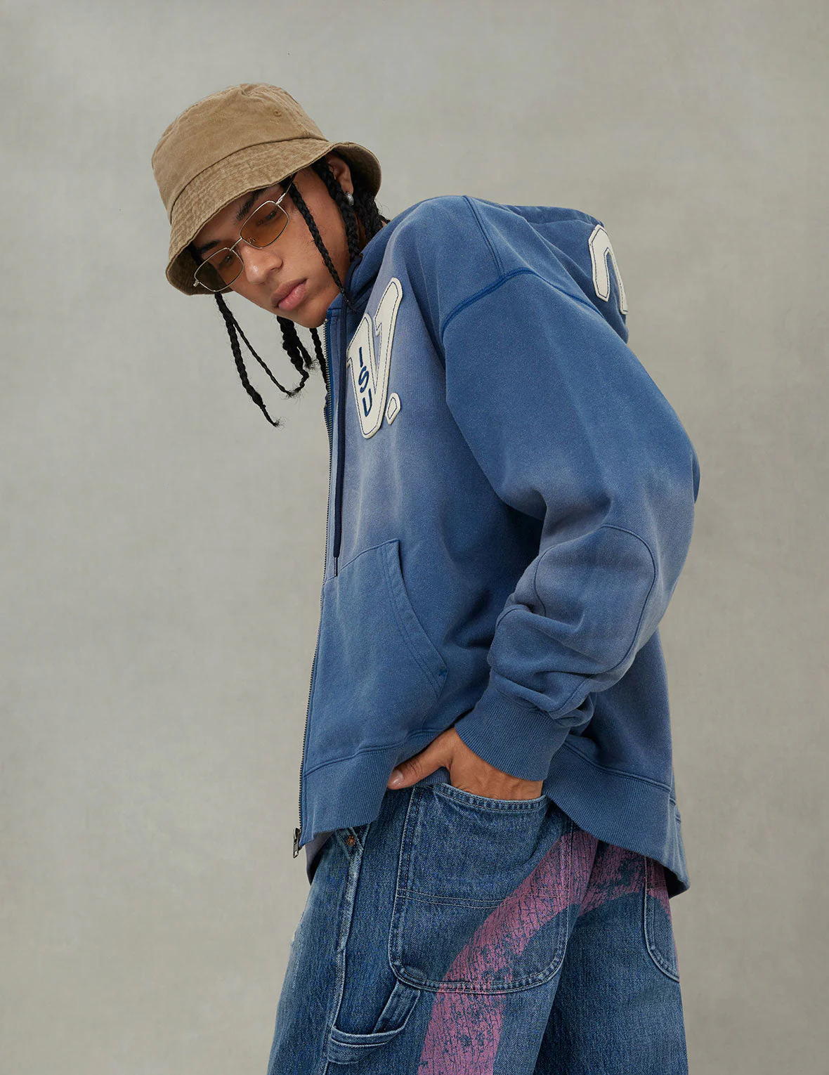 EV and Seagull Patches Embroidery Relax Fit Hoodie Jacket - Image 12