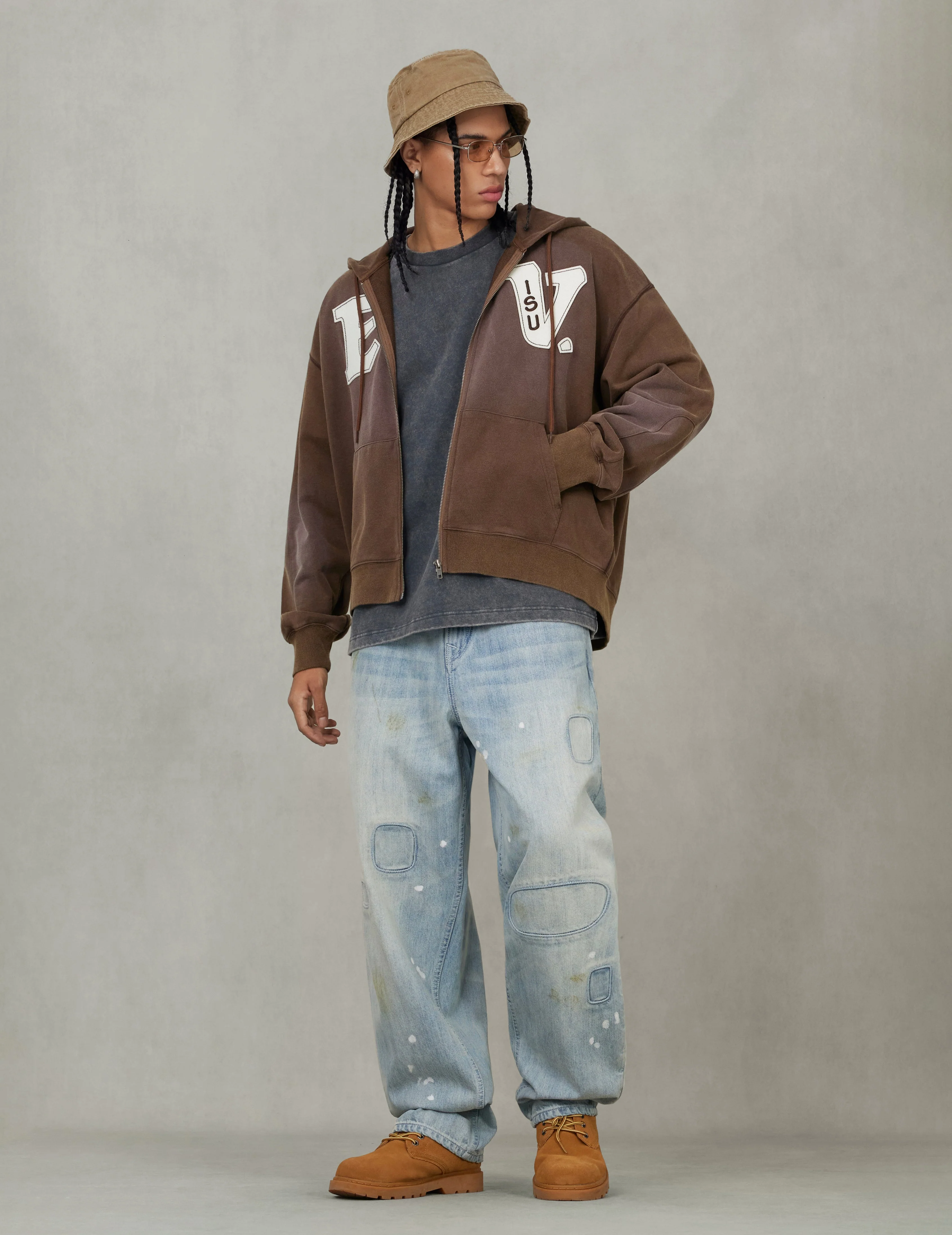 EV and Seagull Patches Embroidery Relax Fit Hoodie Jacket - Image 9