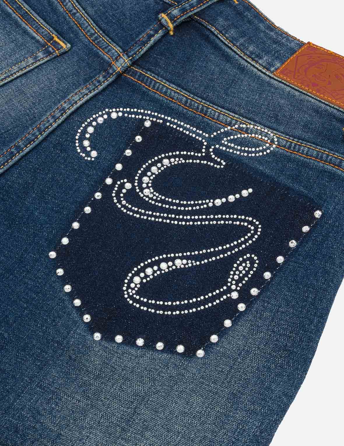 “EV” Rhinestone Embellished Loose Fit Denim Shorts - Image 10