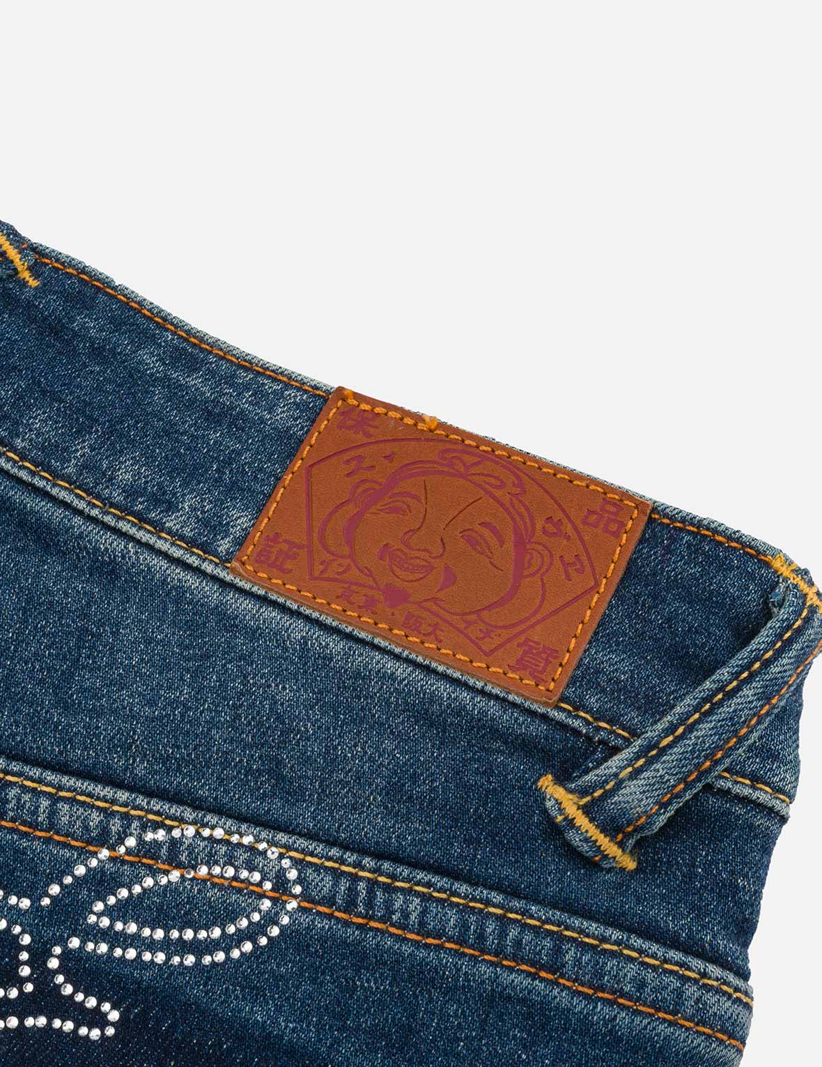 “EV” Rhinestone Embellished Loose Fit Denim Shorts - Image 9