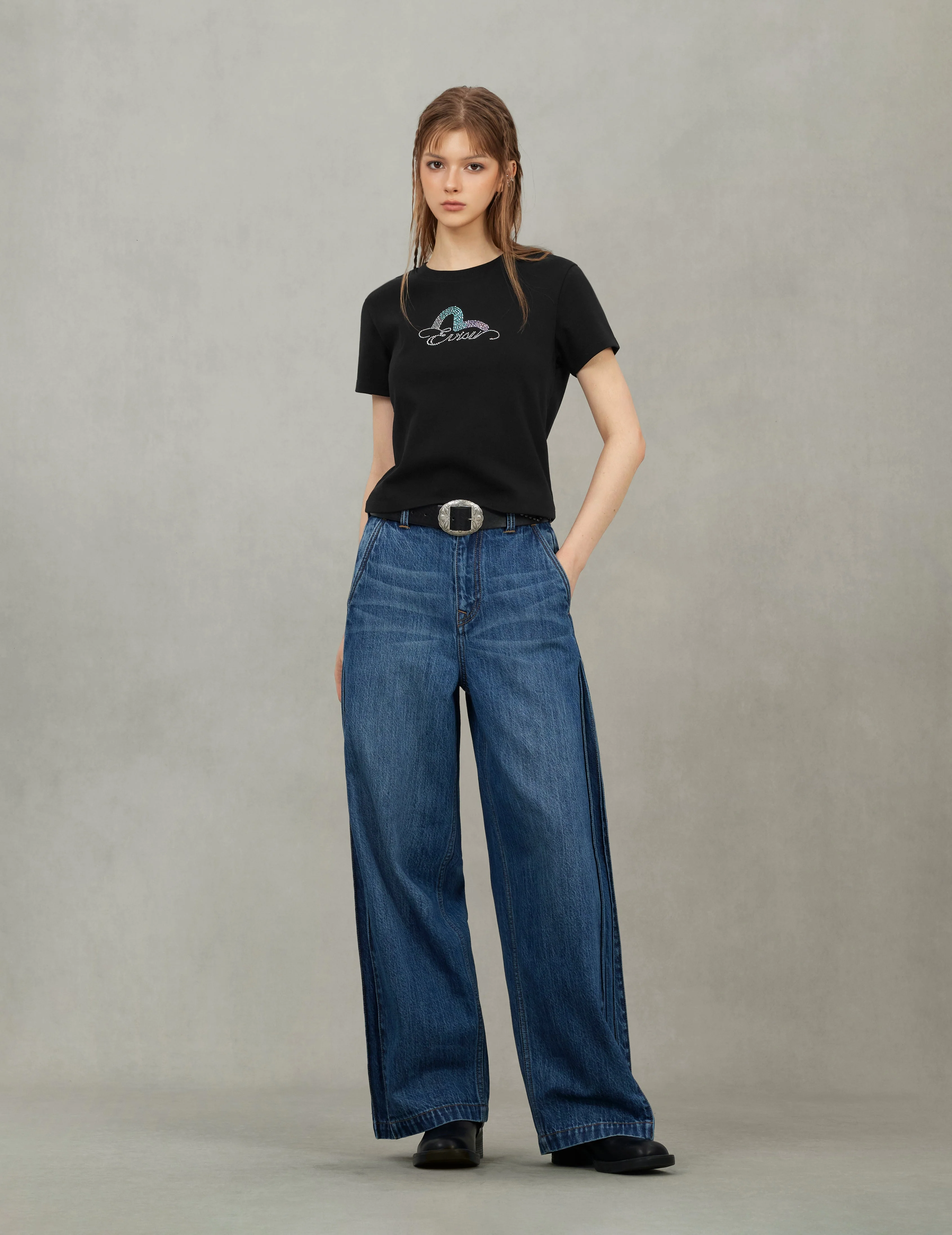 EVISU and Seagull Rhinestone Slim Fit T-shirt - Image 5