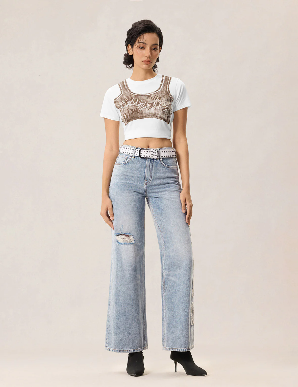 Evisu Applique Distressed Jeans - Image 7