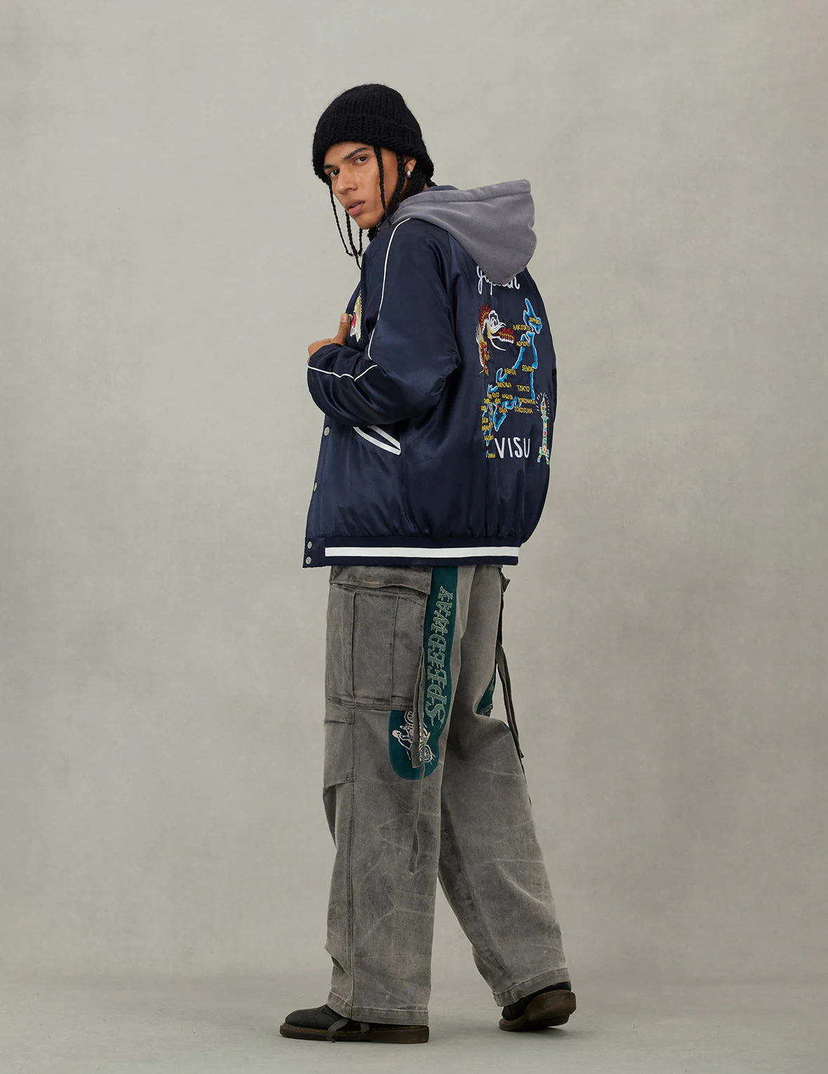 EVISU Archive Embroidery Regular Fit Padded Souvenir Jacket - Image 6