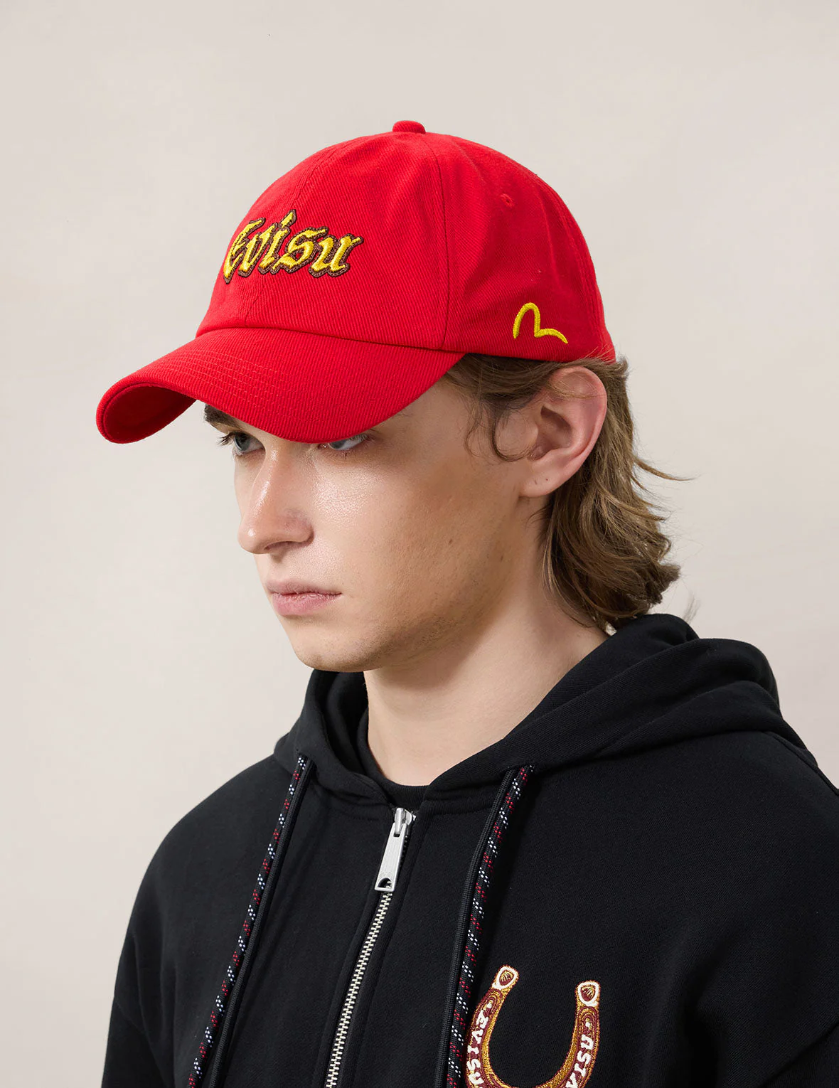 Evisu Logo Embroidery Cap - Red - Image 17