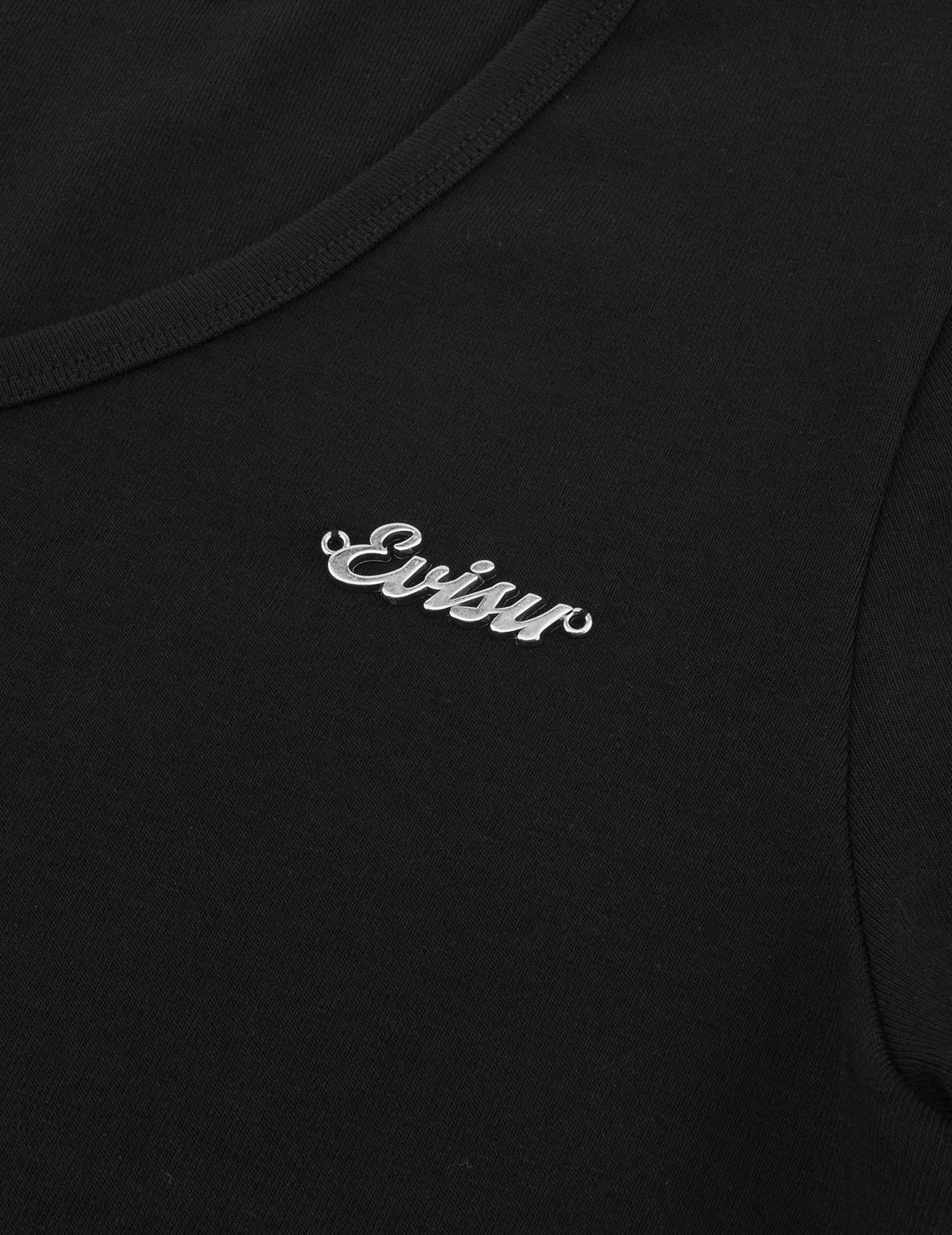 Evisu Metal Trim V-Neck Fashion Fit T-shirt - Image 5