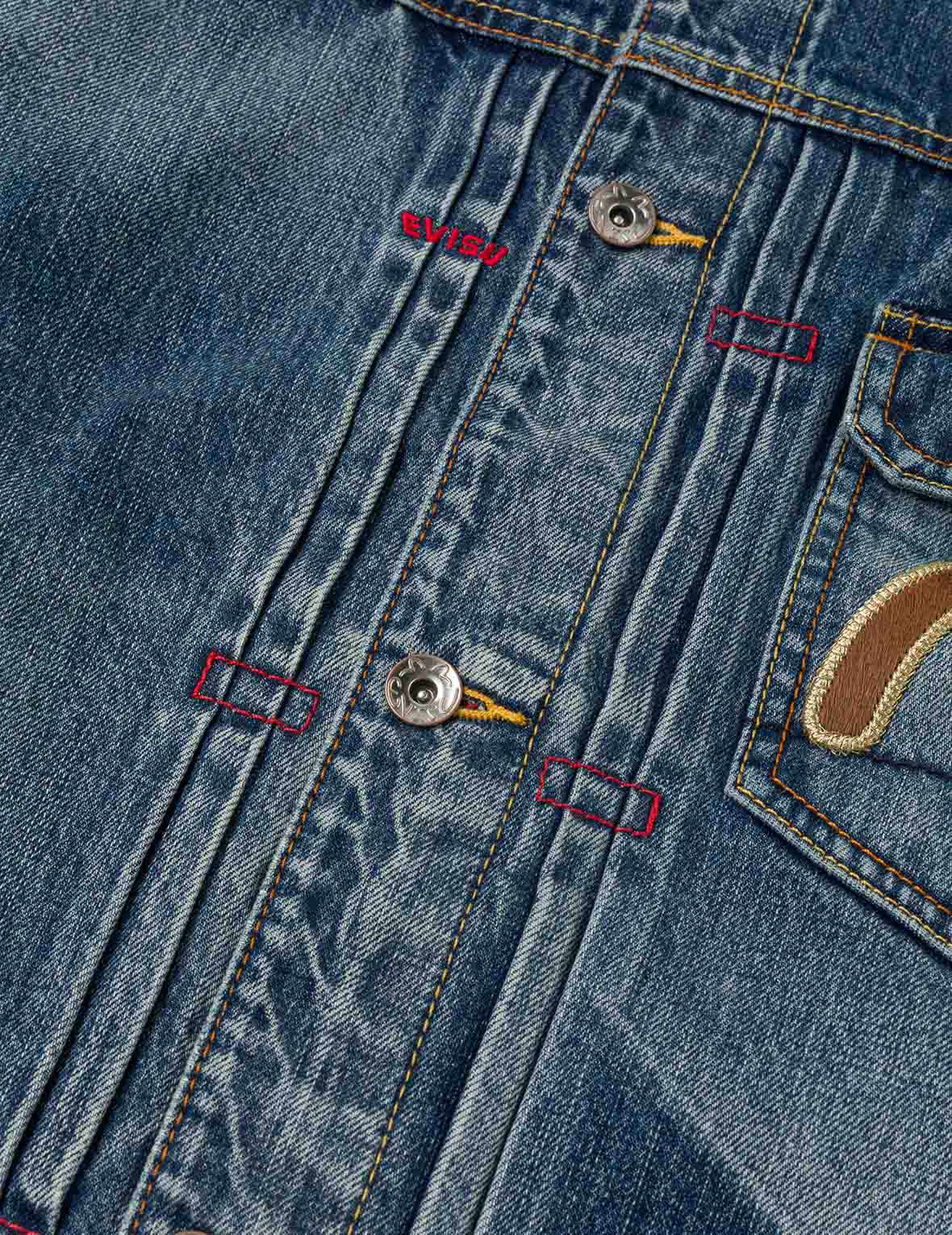 Evisu & Seagull Appliqué Chinese Denim Jacket - Image 9