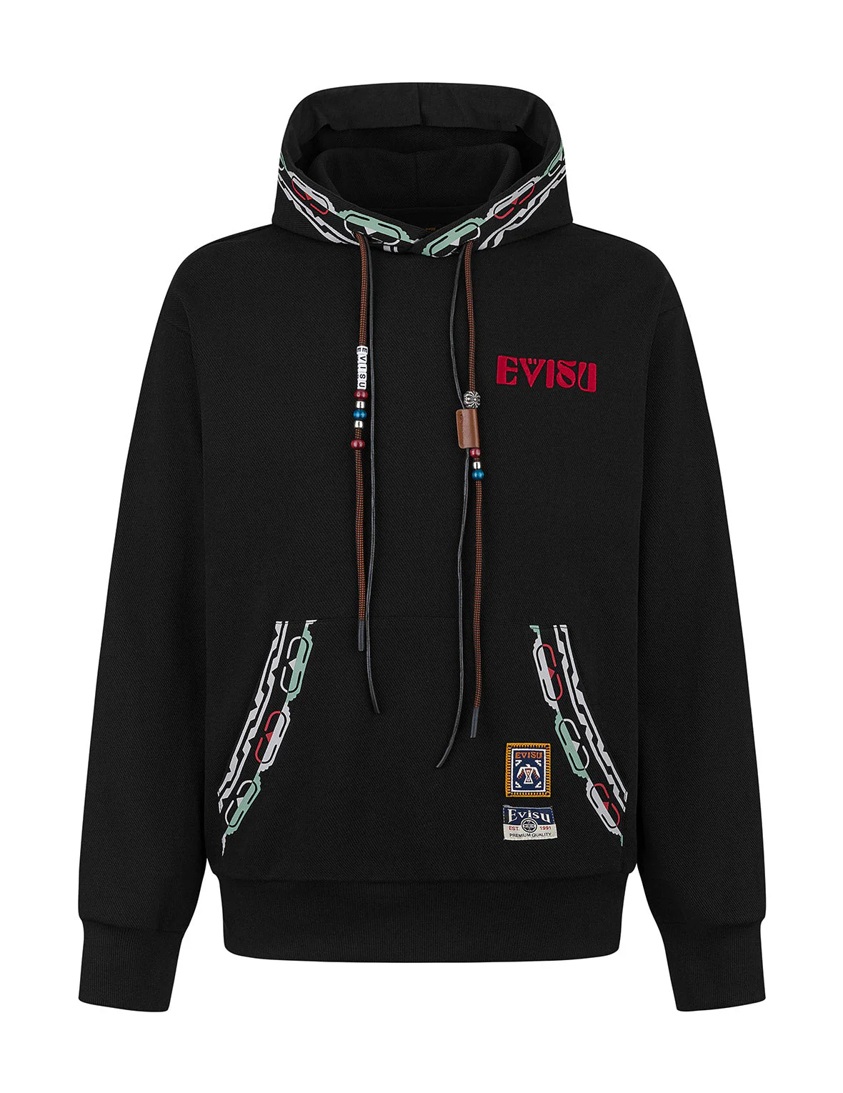 EVISU Totem Print and Embroidery Relax Fit Hoodie - Image 11