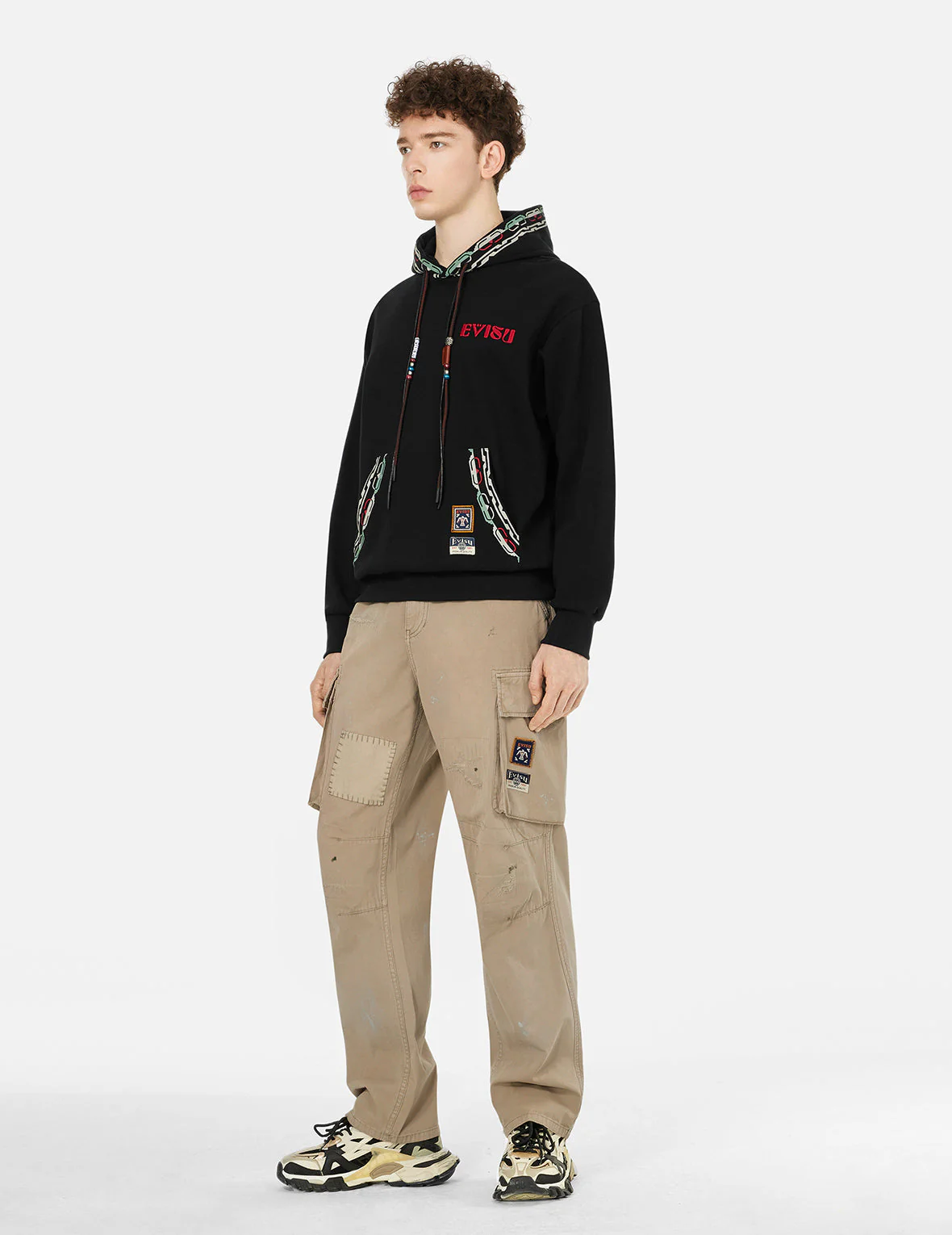 EVISU Totem Print and Embroidery Relax Fit Hoodie - Image 3