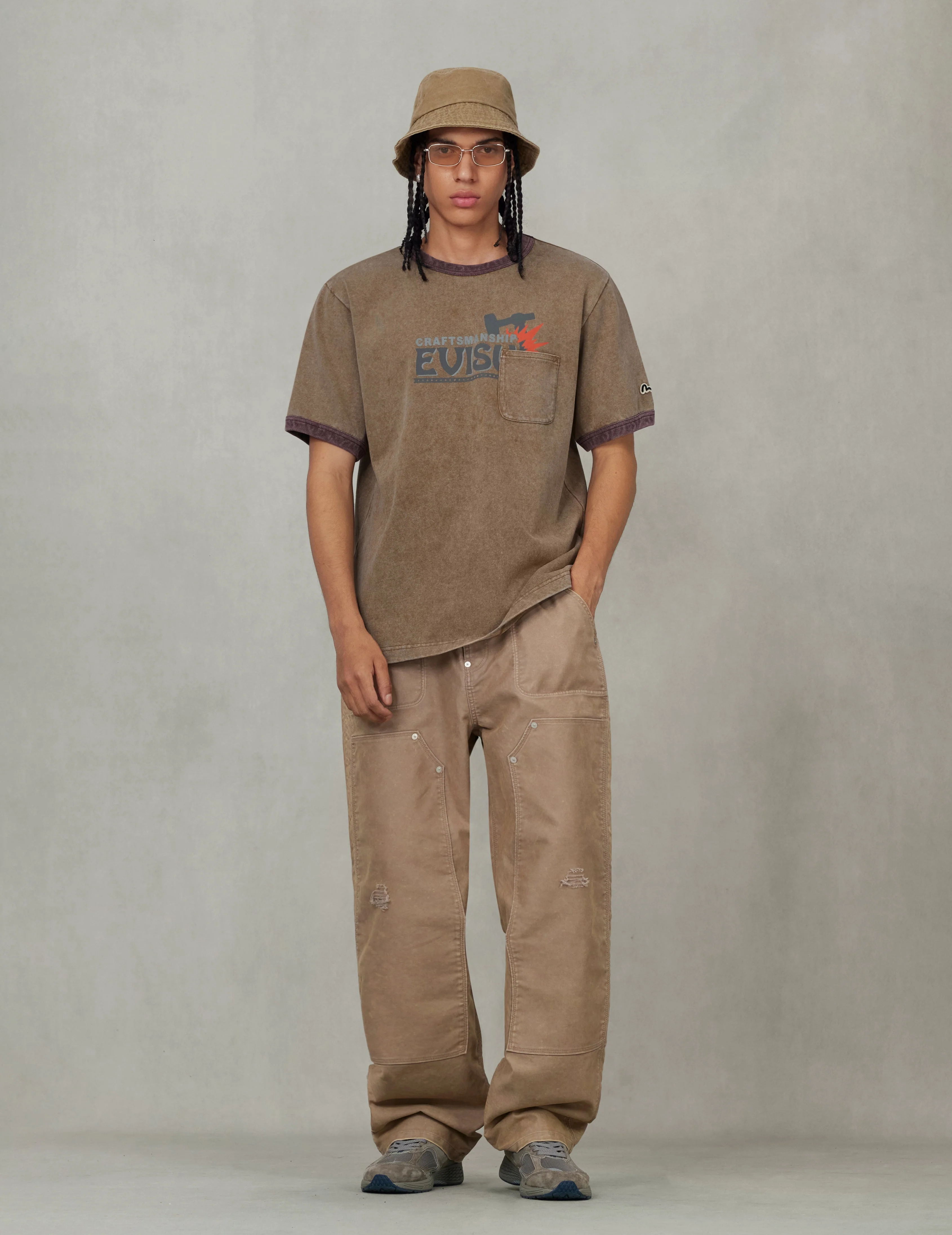 EVISU Workwear Print Relax Fit Ringer T-shirt - Image 10