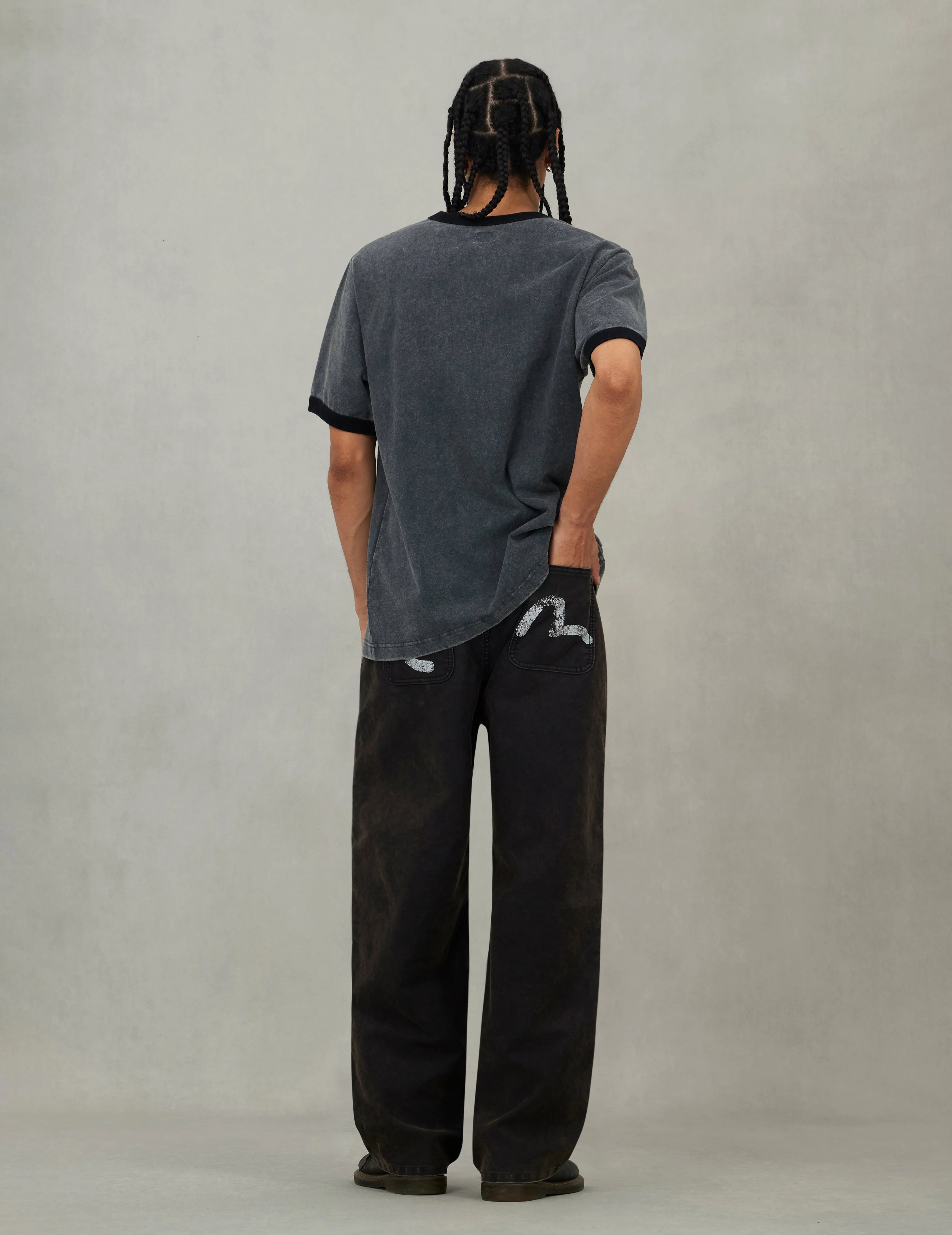 EVISU Workwear Print Relax Fit Ringer T-shirt - Image 11