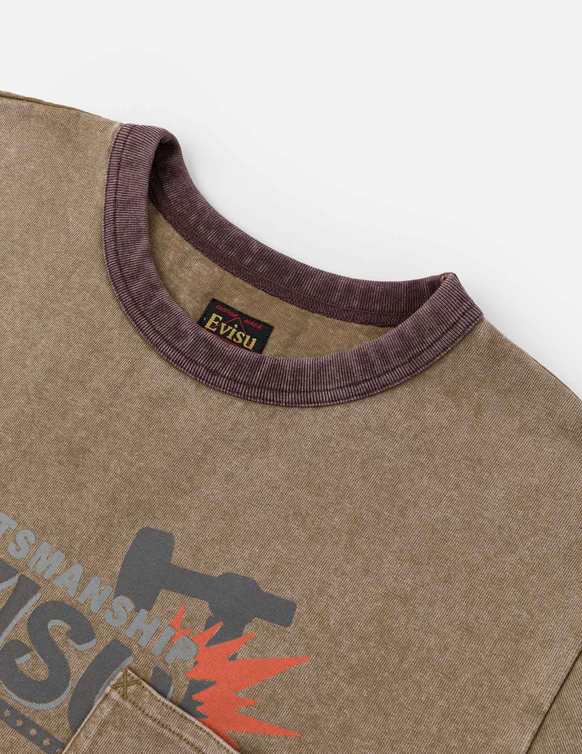 EVISU Workwear Print Relax Fit Ringer T-shirt - Image 16
