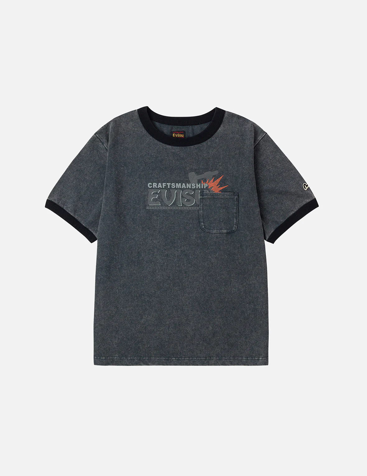 EVISU Workwear Print Relax Fit Ringer T-shirt - Image 5