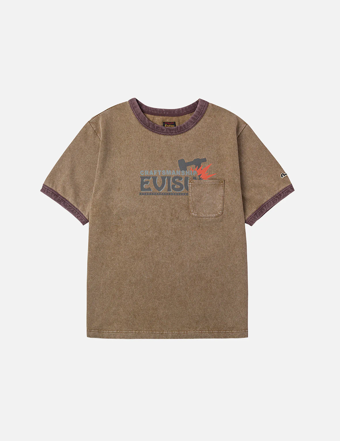 EVISU Workwear Print Relax Fit Ringer T-shirt - Image 6