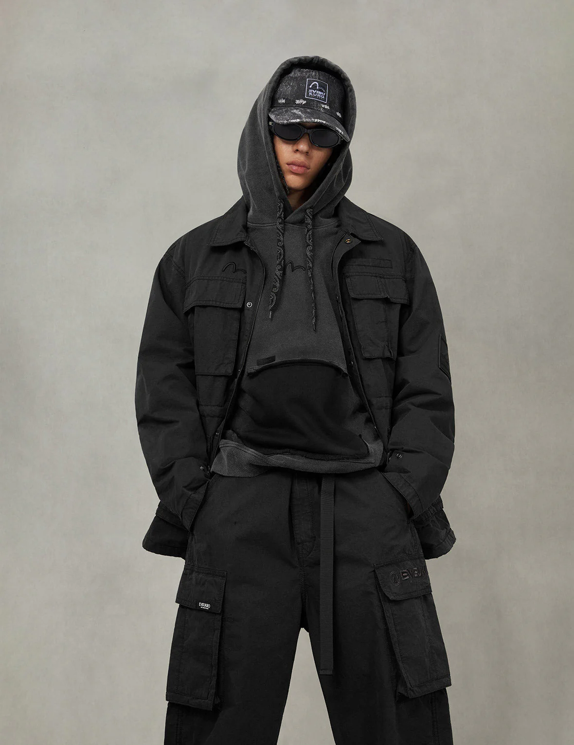 EVISUKURO Embroidery and Bio-washed Relax Fit Jacket - Image 7