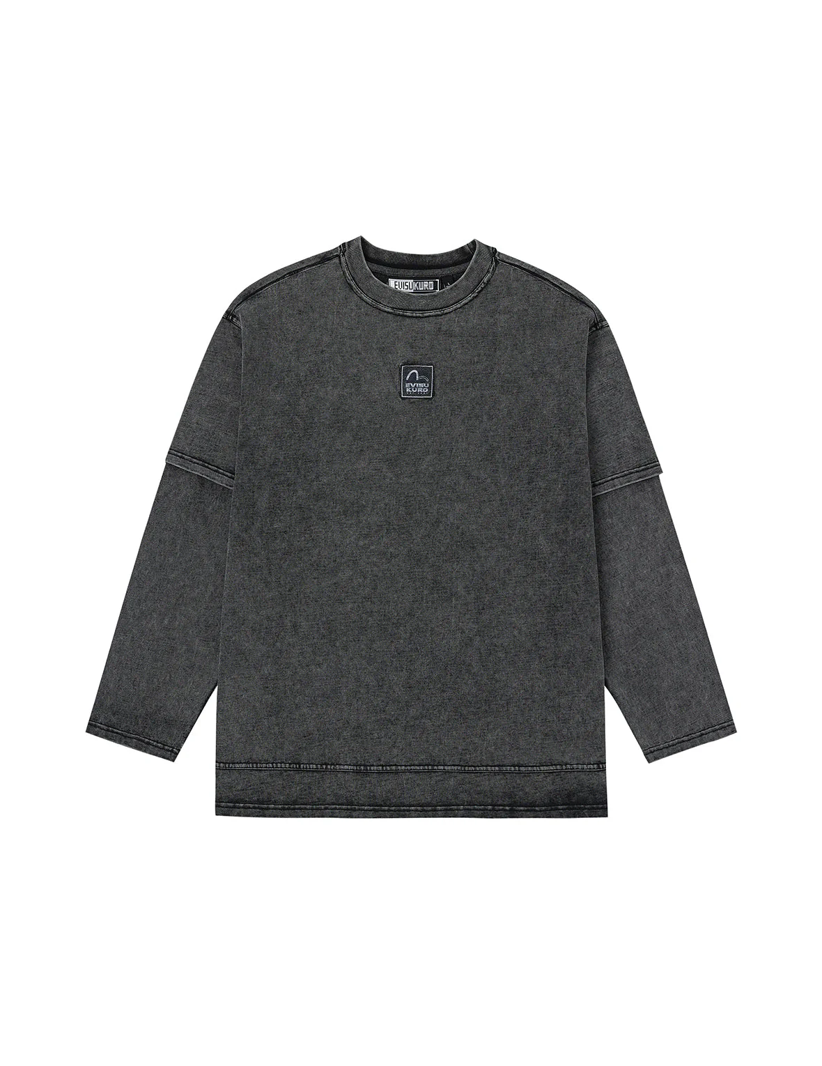 EVISUKURO Label and Seagull Print Oversized  2-in-1 long-sleeve T-shirt - Image 12