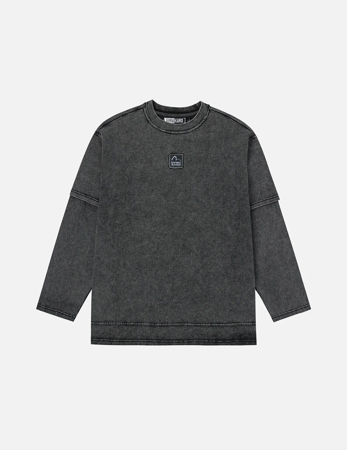 EVISUKURO Label and Seagull Print Oversized  2-in-1 long-sleeve T-shirt - Image 3
