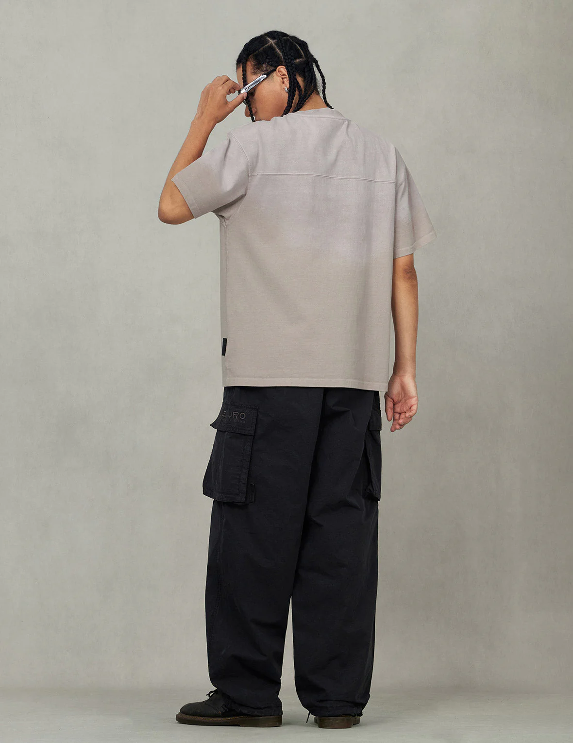 EVISUKURO Waffle Embroidery and Spray Dye Relax Fit T-shirt - Image 12