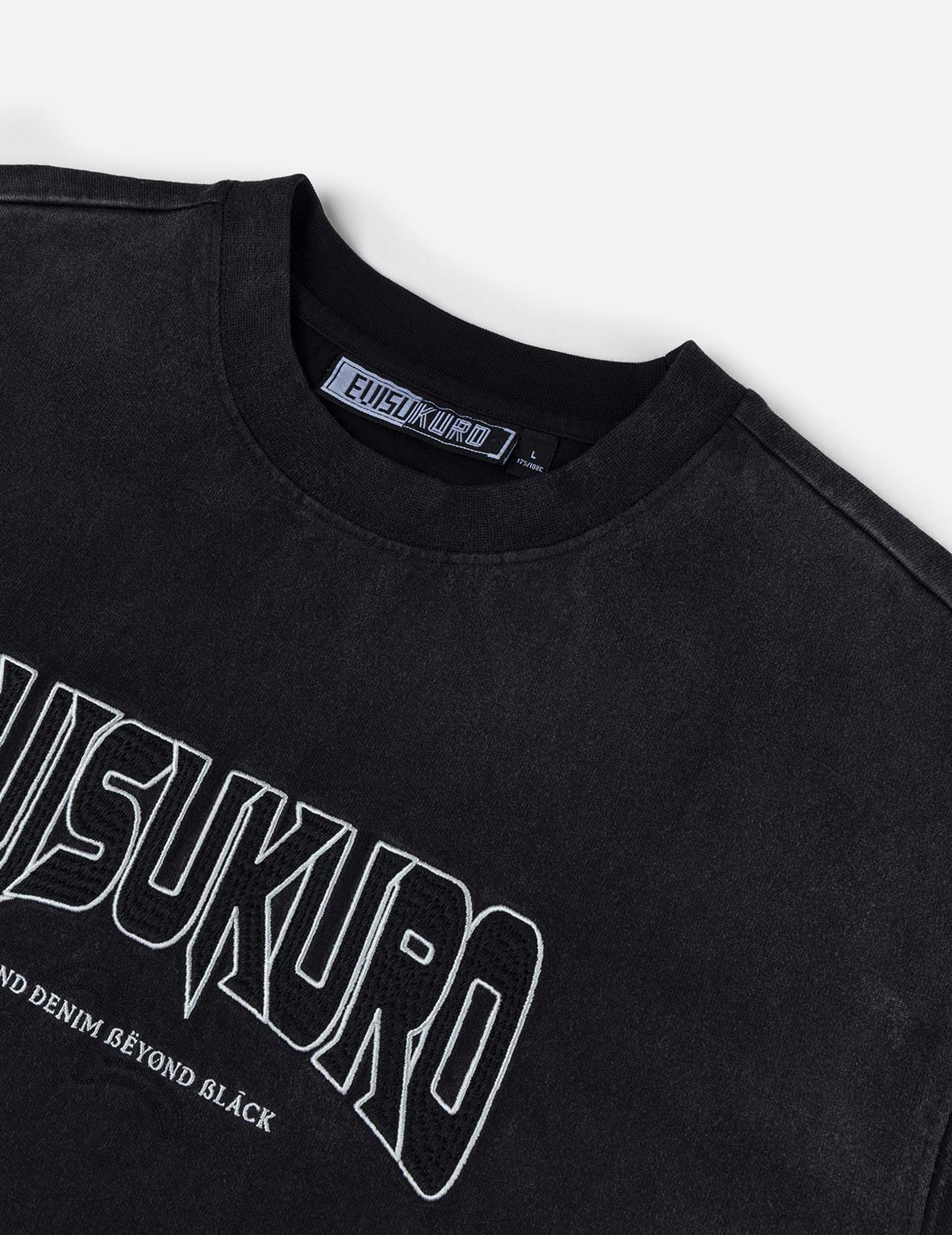 EVISUKURO Waffle Embroidery and Spray Dye Relax Fit T-shirt - Image 15