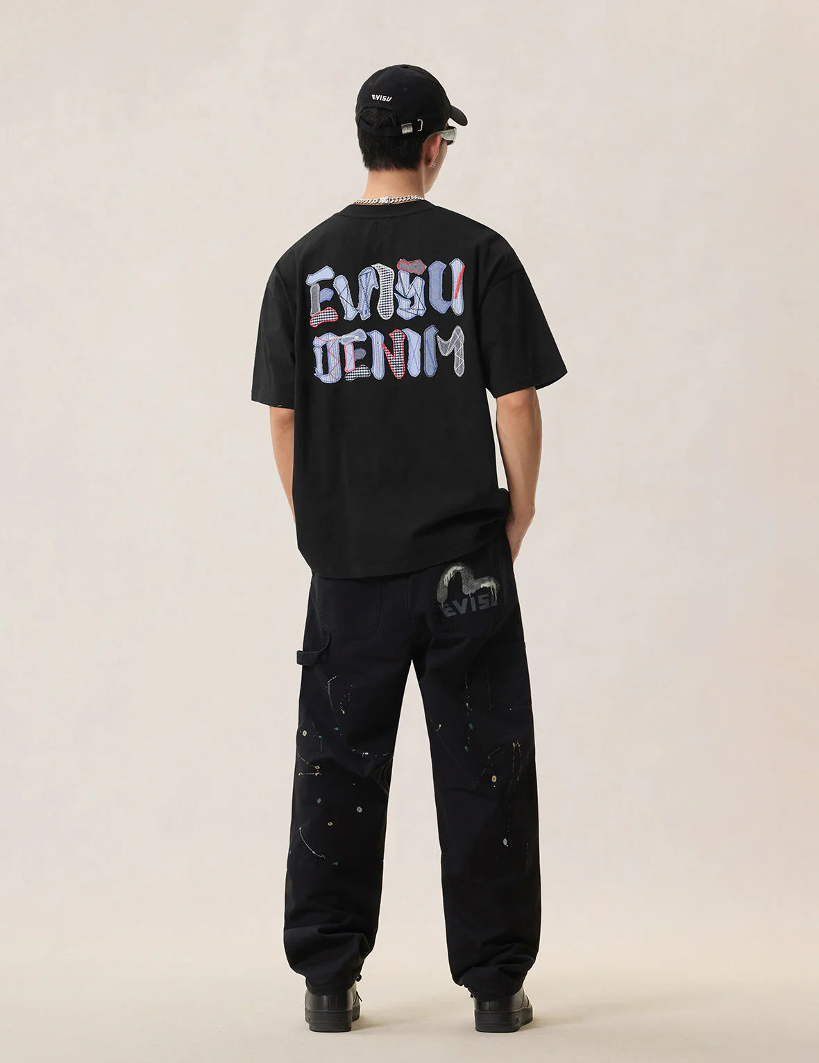 Fabric-mix Patchwork Seagull and Logo Applique T-shirt - Image 12