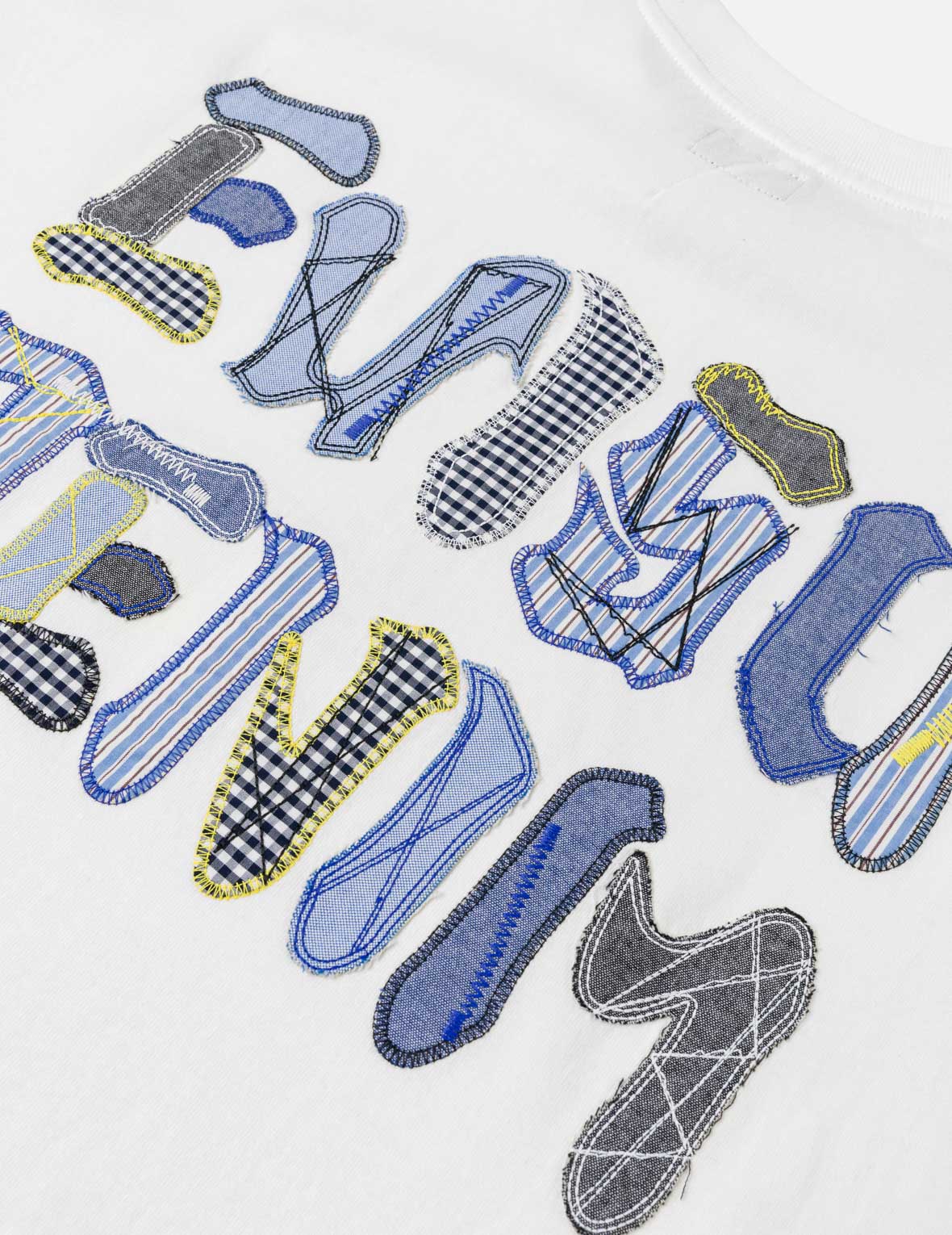Fabric-mix Patchwork Seagull and Logo Applique T-shirt - Image 13
