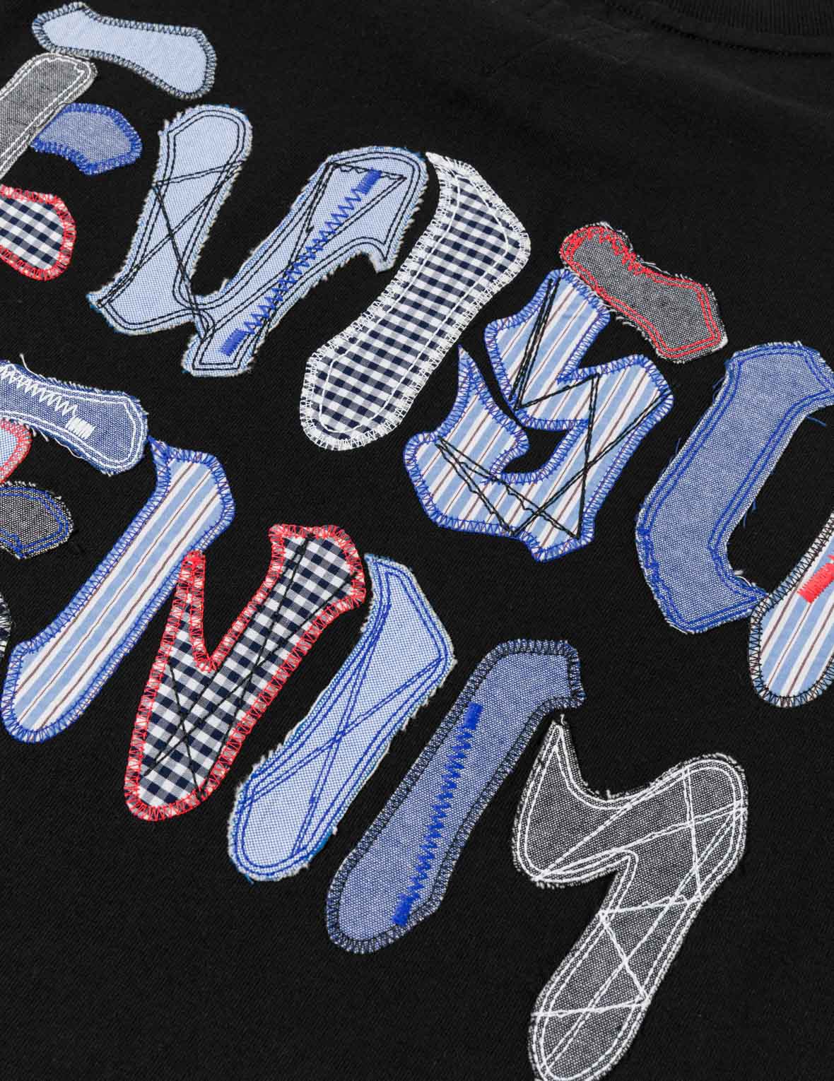 Fabric-mix Patchwork Seagull and Logo Applique T-shirt - Image 14