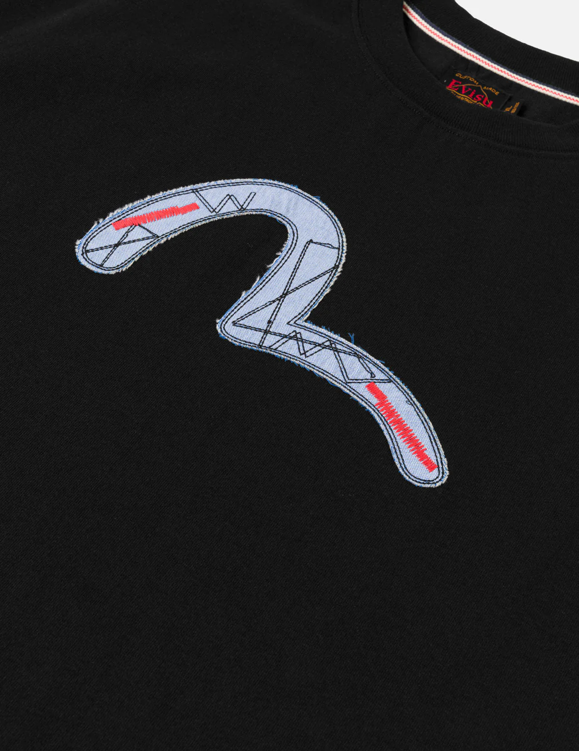Fabric-mix Patchwork Seagull and Logo Applique T-shirt - Image 16
