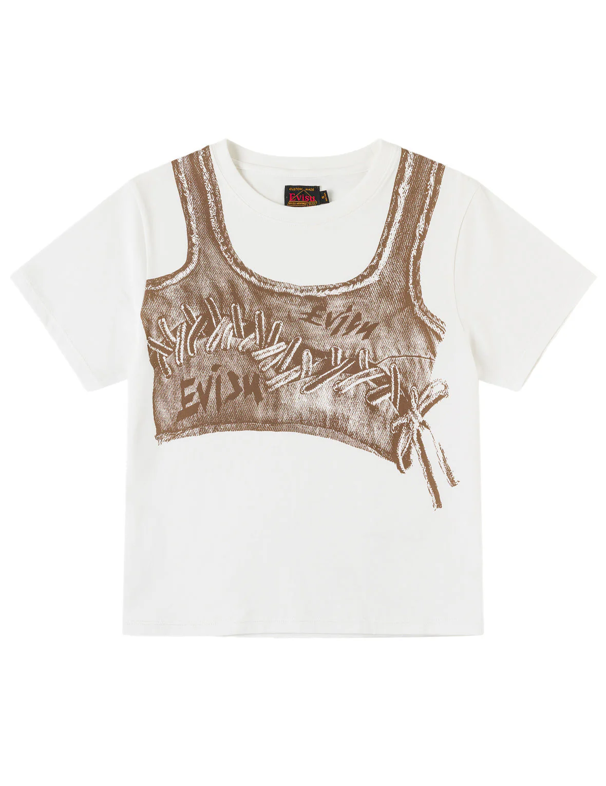 Fake Denim Lace-up Vest Print T-shirt - Image 11
