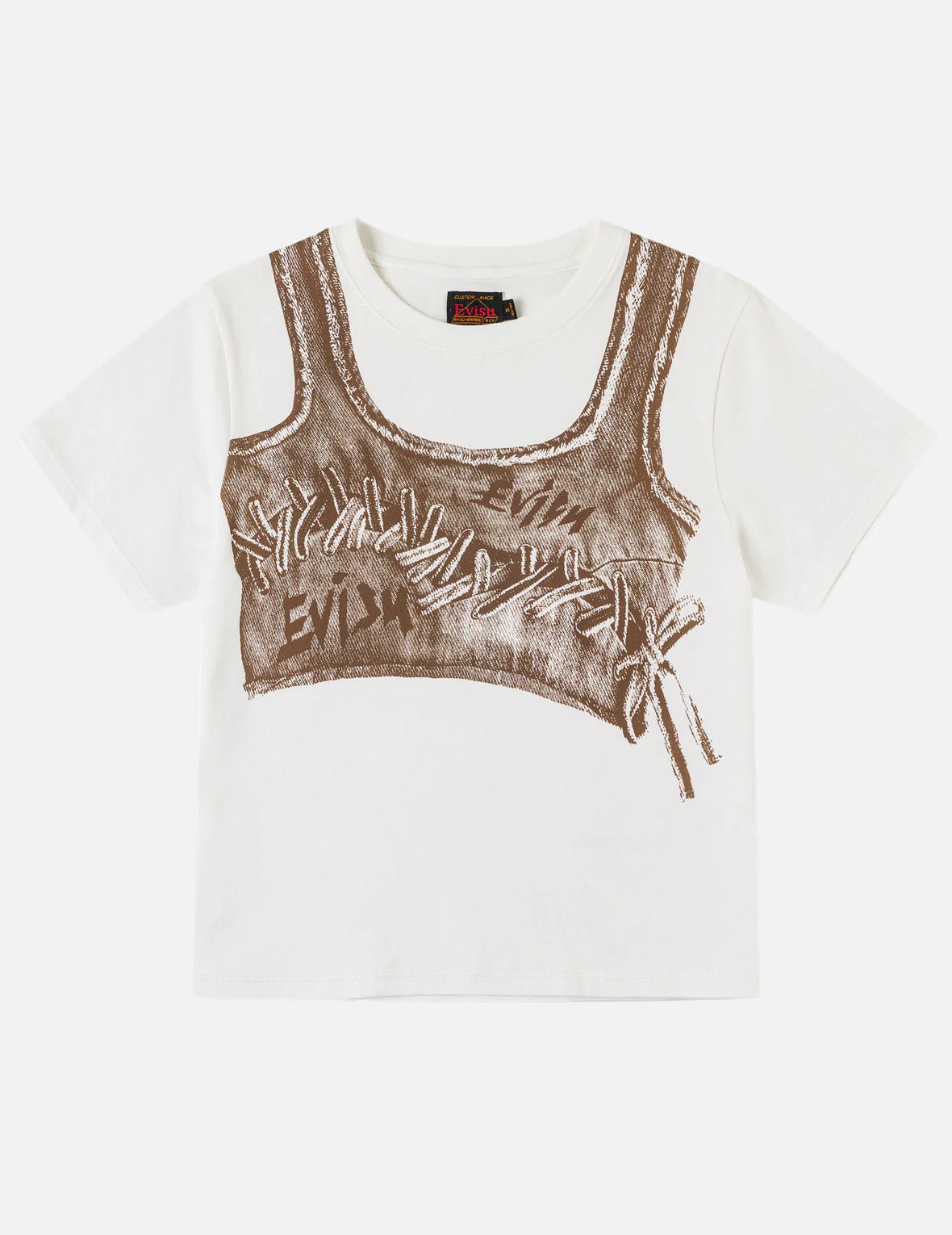 Fake Denim Lace-up Vest Print T-shirt - Image 3