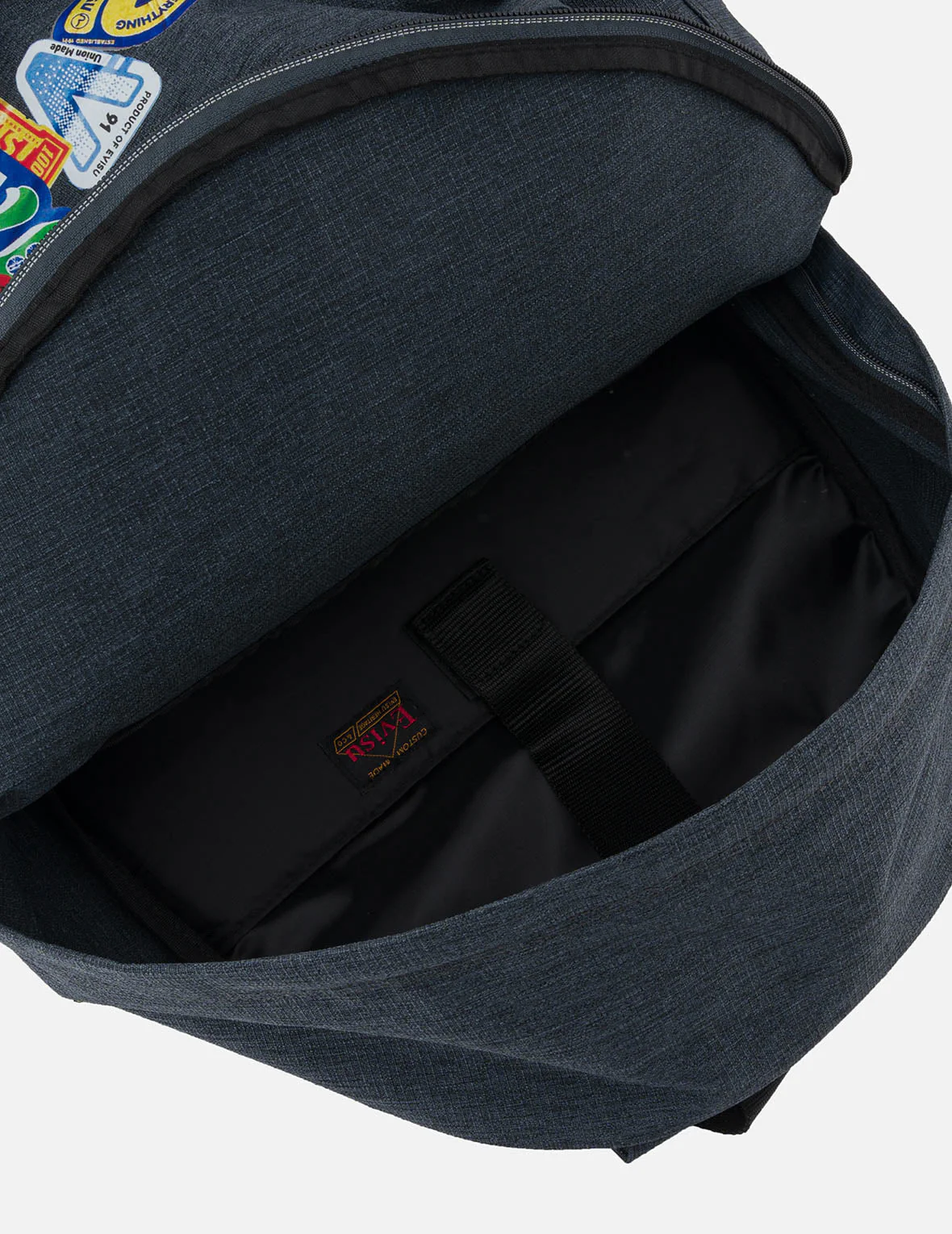 Faux Sticker Logo Print Denim Backpack - Image 10