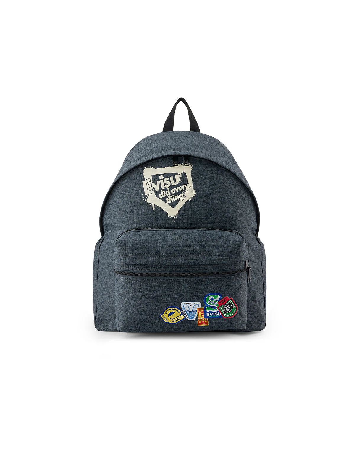 Faux Sticker Logo Print Denim Backpack - Image 12