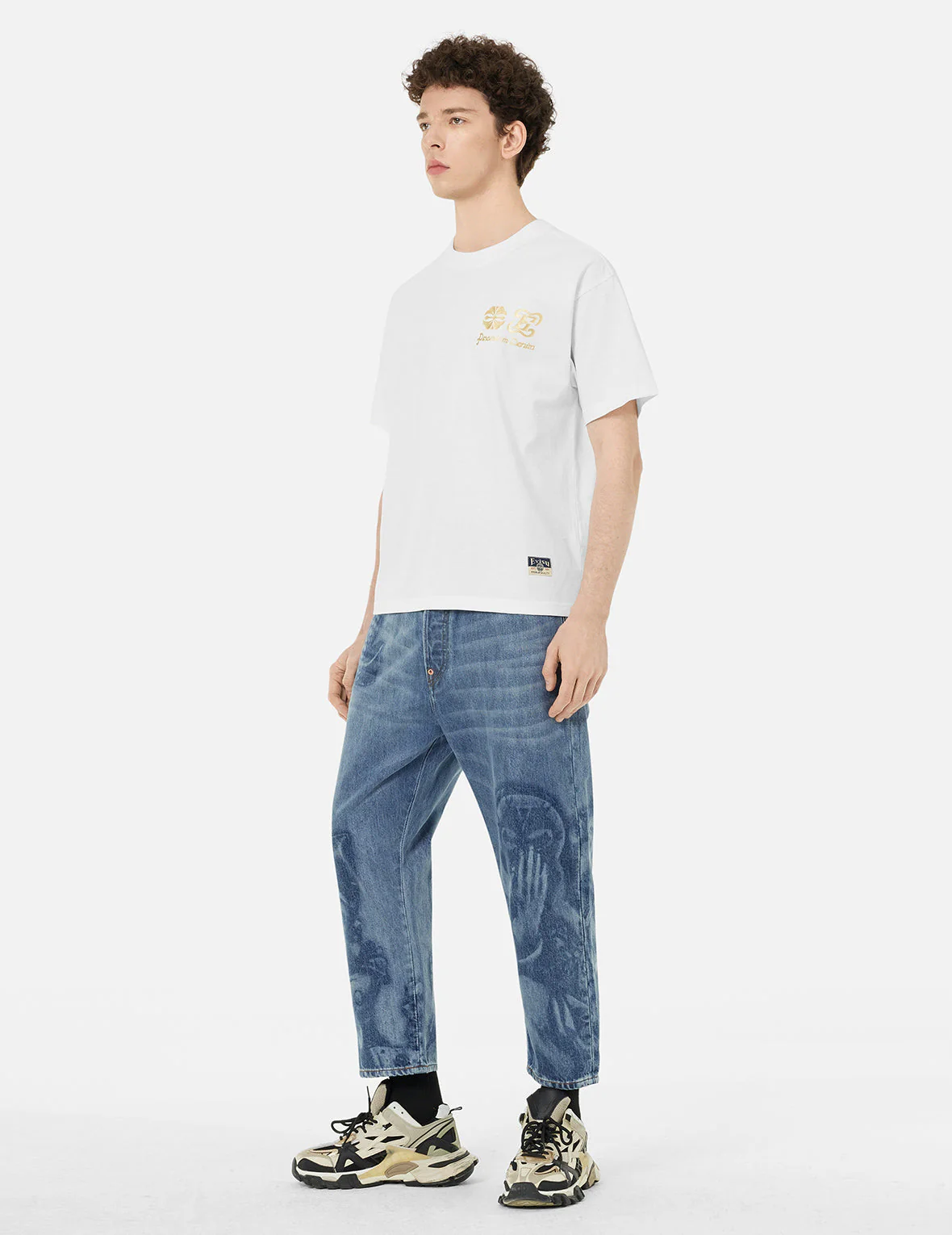 Fisherman Godhead Laser Print Cropped Jeans #2027 - Image 3