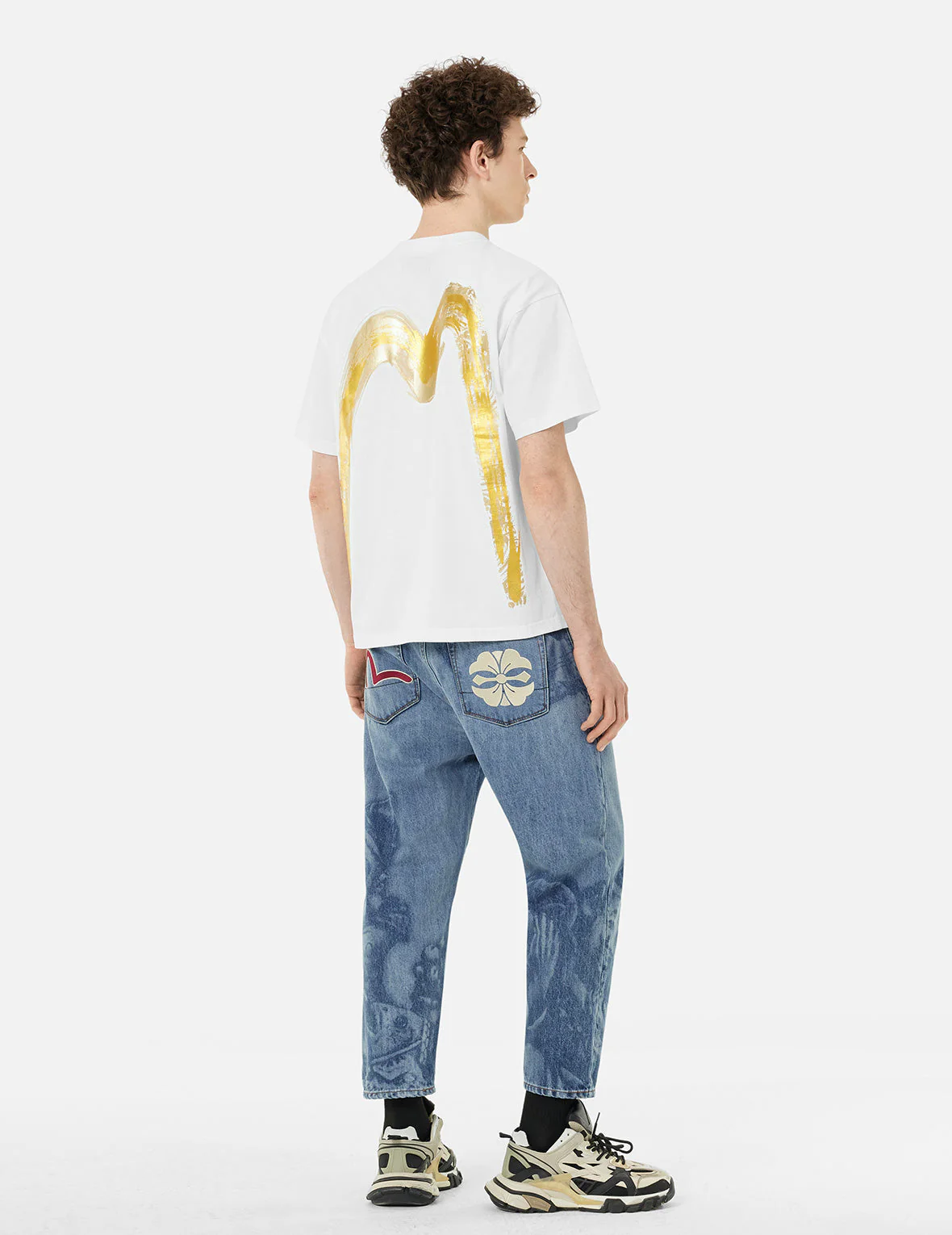 Fisherman Godhead Laser Print Cropped Jeans #2027 - Image 4