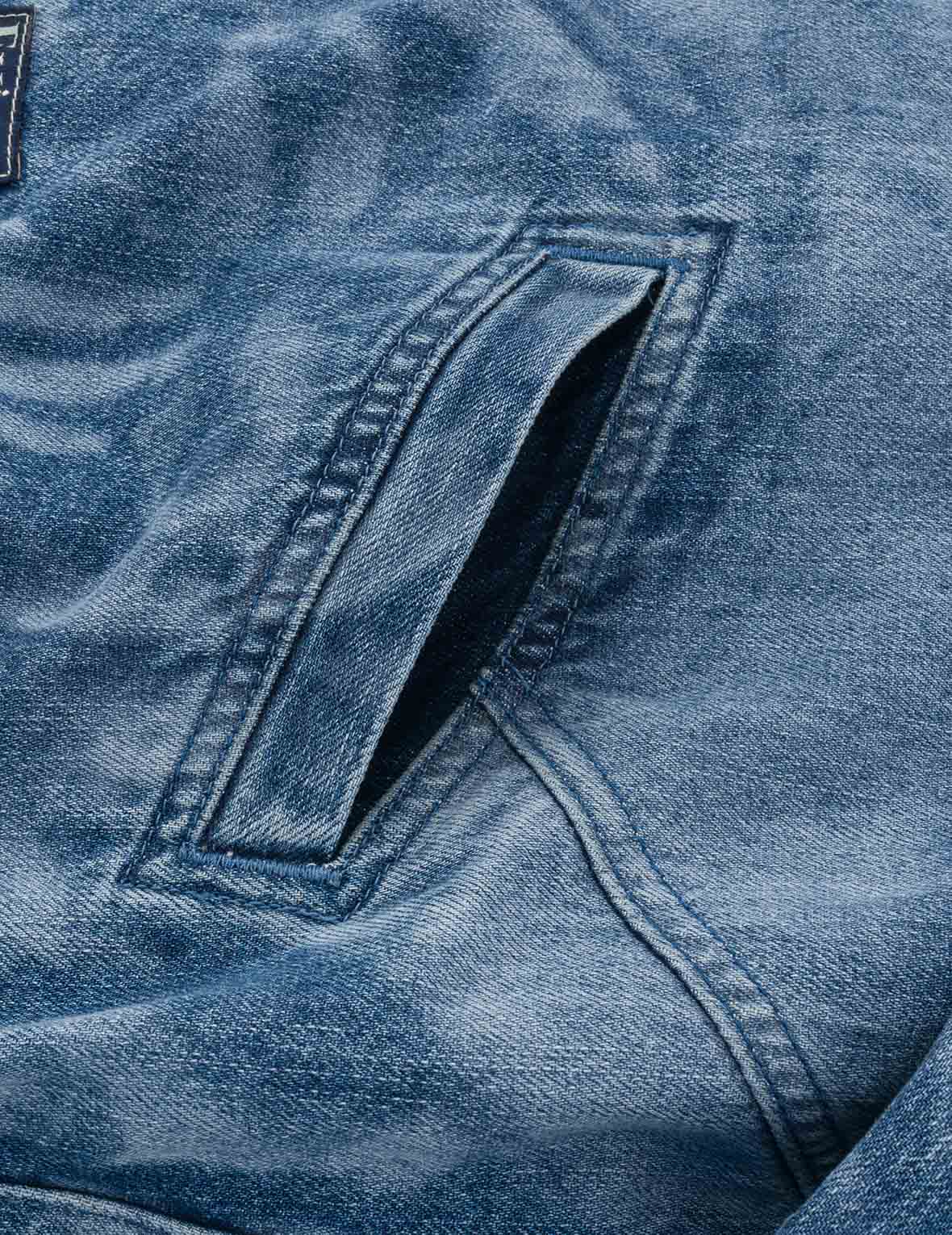 Fisherman Godhead Laser Print Loose Fit Hooded Denim Jacket - Image 11