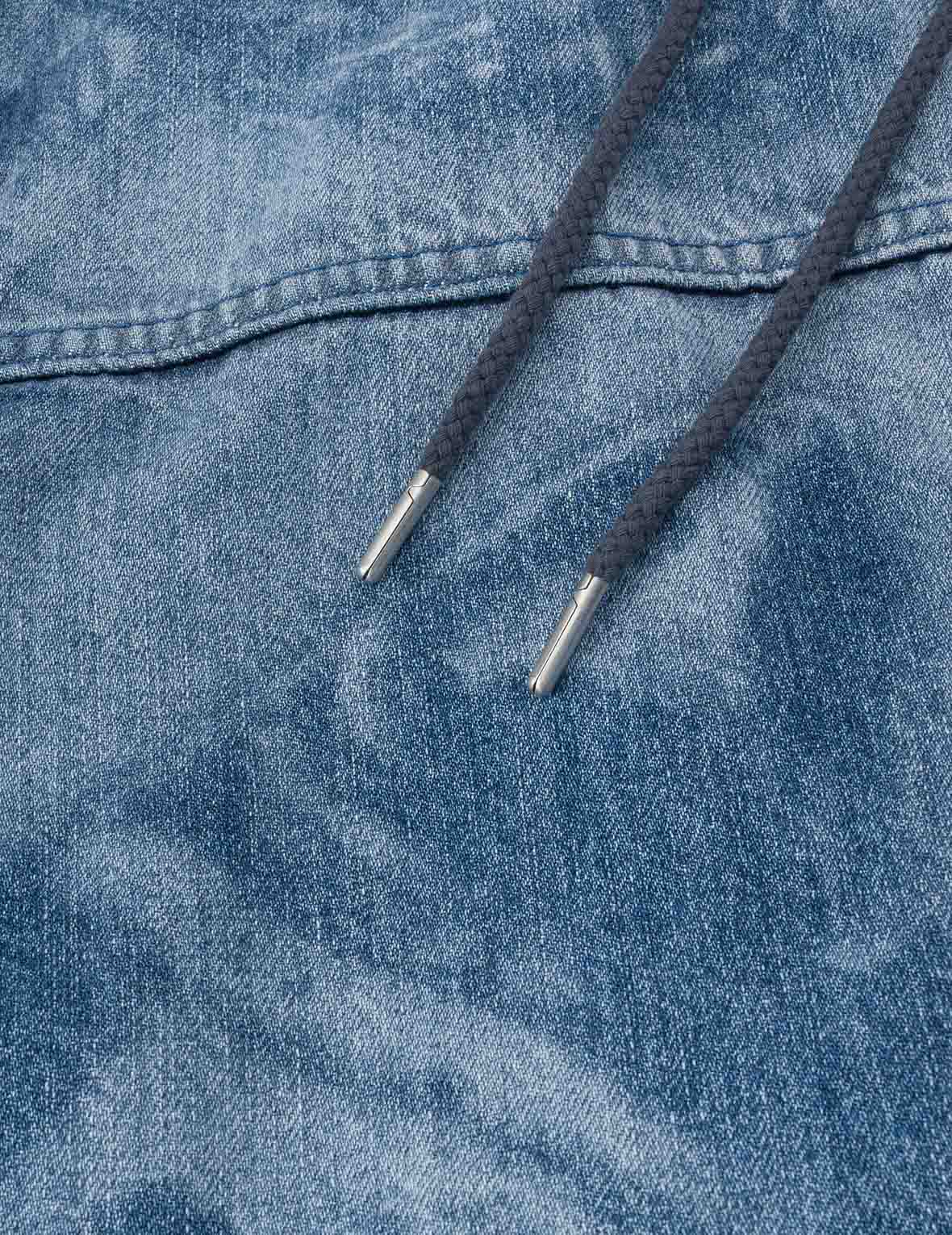 Fisherman Godhead Laser Print Loose Fit Hooded Denim Jacket - Image 8