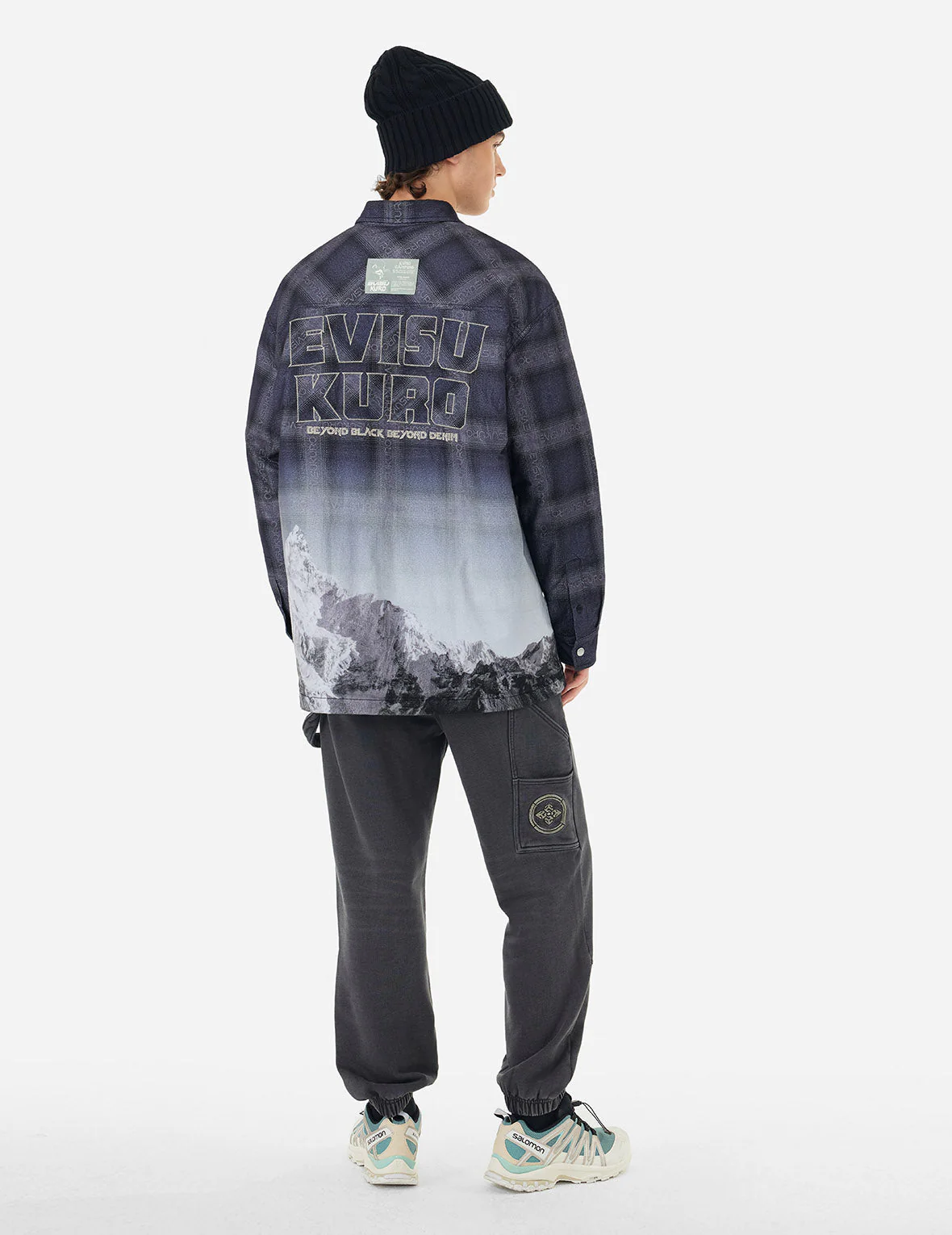 Flannel Check with Snow Mountian Print Relax Fit Shirt Jacket - Image 4
