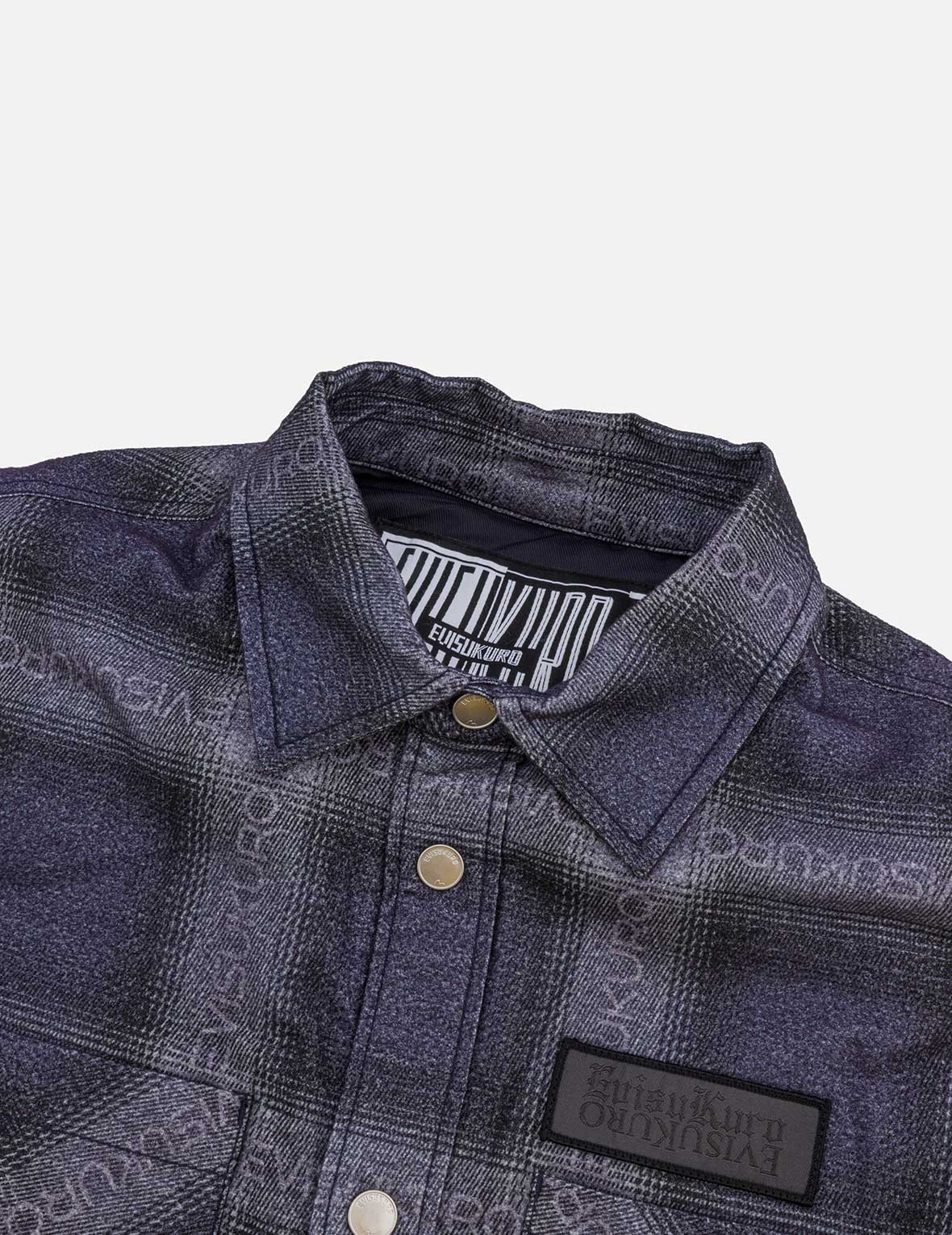 Flannel Check with Snow Mountian Print Relax Fit Shirt Jacket - Image 7