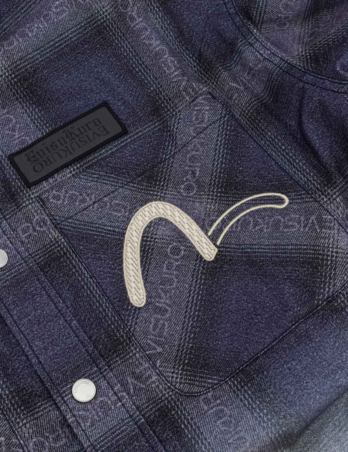 Flannel Check with Snow Mountian Print Relax Fit Shirt Jacket - Image 9