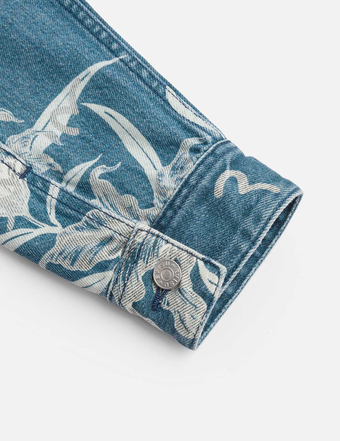 Floral and Seagull Embroidery Relax Fit Denim Jacket - Image 7