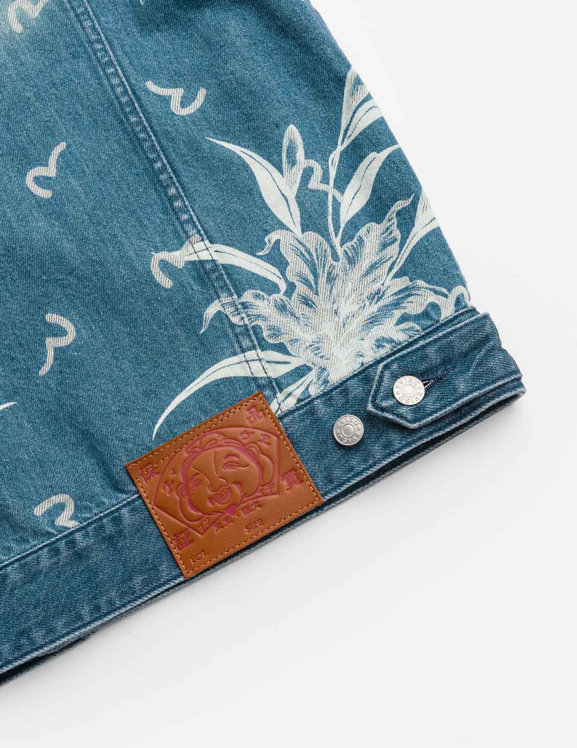 Floral and Seagull Embroidery Relax Fit Denim Jacket - Image 8