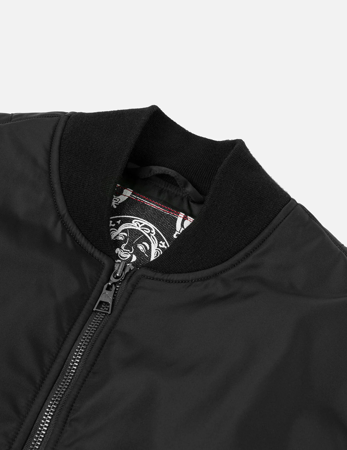 Fuzzy Cat Appliqué and Logo Embroidery Drop-Shoulder Bomber Jacket - Image 11