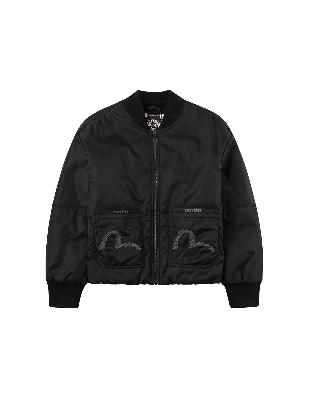 Fuzzy Cat Appliqué and Logo Embroidery Drop-Shoulder Bomber Jacket - Image 2