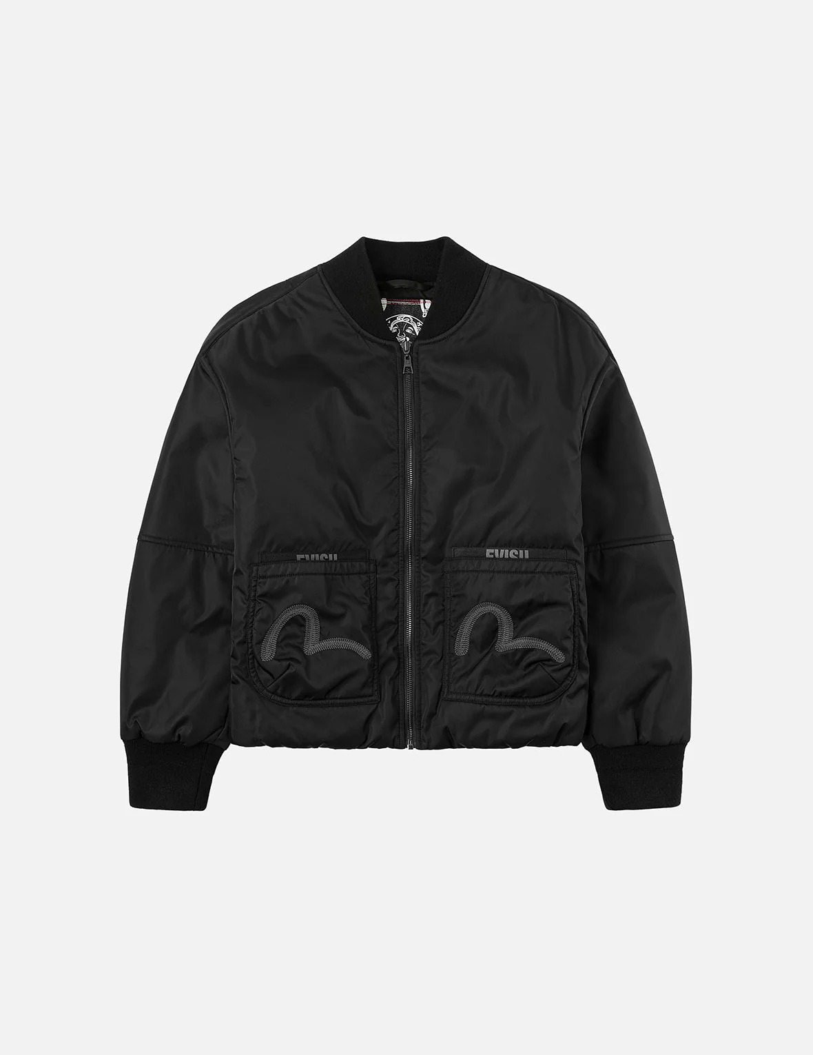 Fuzzy Cat Appliqué and Logo Embroidery Drop-Shoulder Bomber Jacket - Image 4