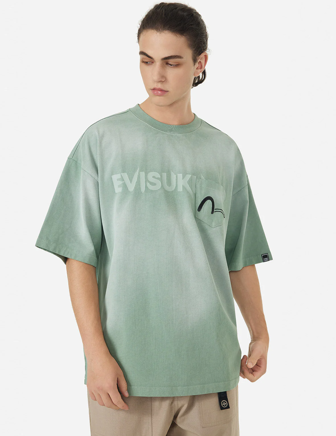 Garment Dyed Calligraphy Logo Print Oversized T-shirt - Image 12