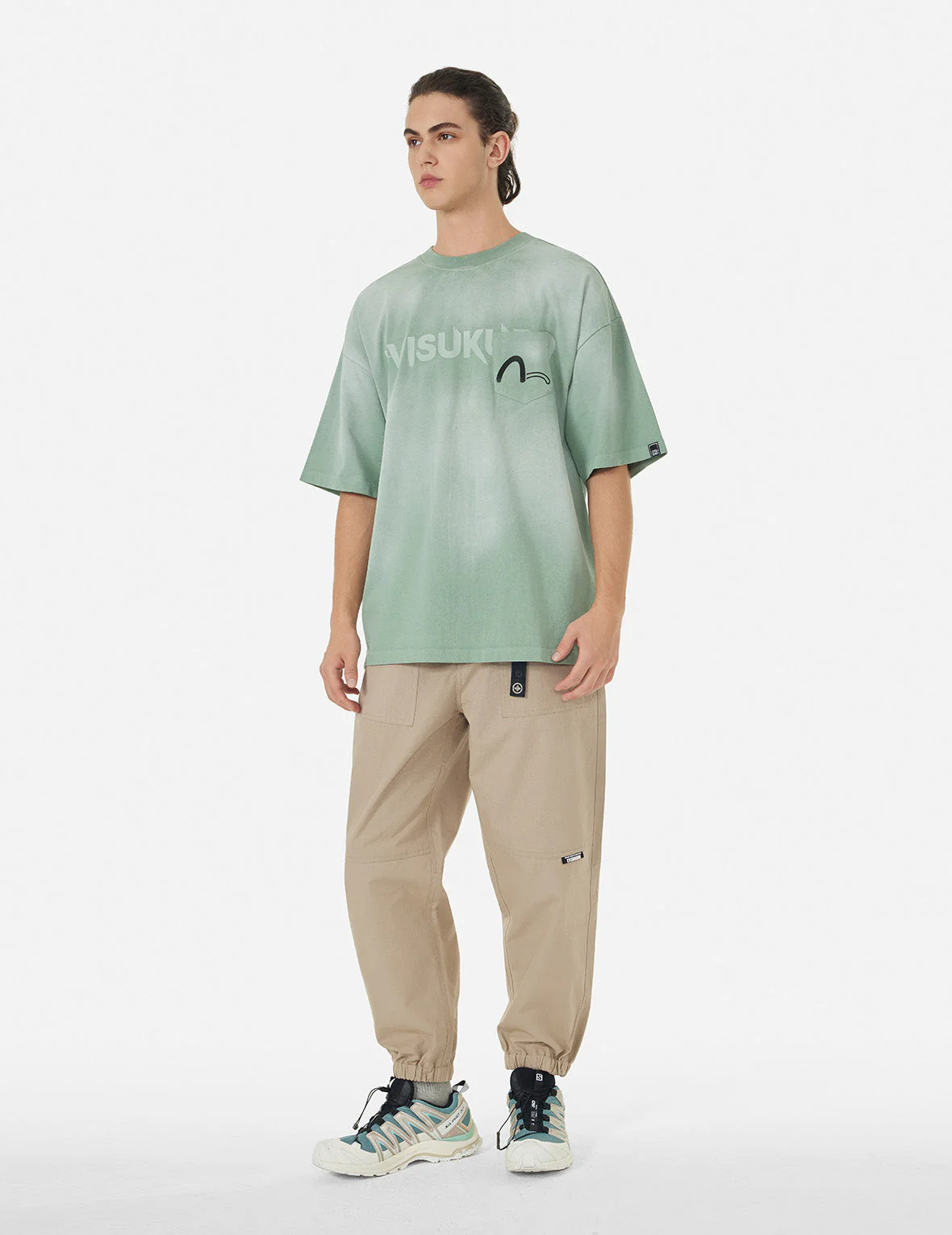 Garment Dyed Calligraphy Logo Print Oversized T-shirt - Image 8