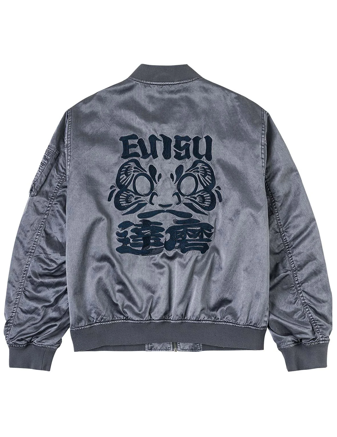 Garment Dyed Daruma Embroidery Bomber Jacket - Image 14