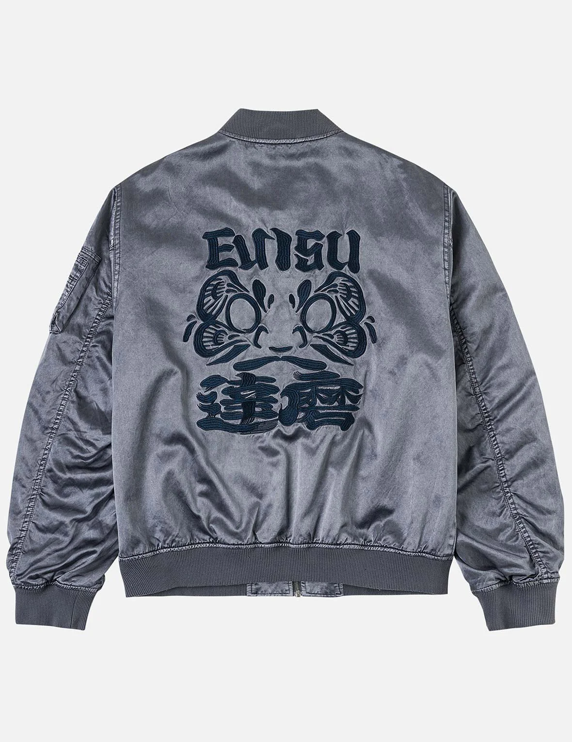 Garment Dyed Daruma Embroidery Bomber Jacket - Image 3