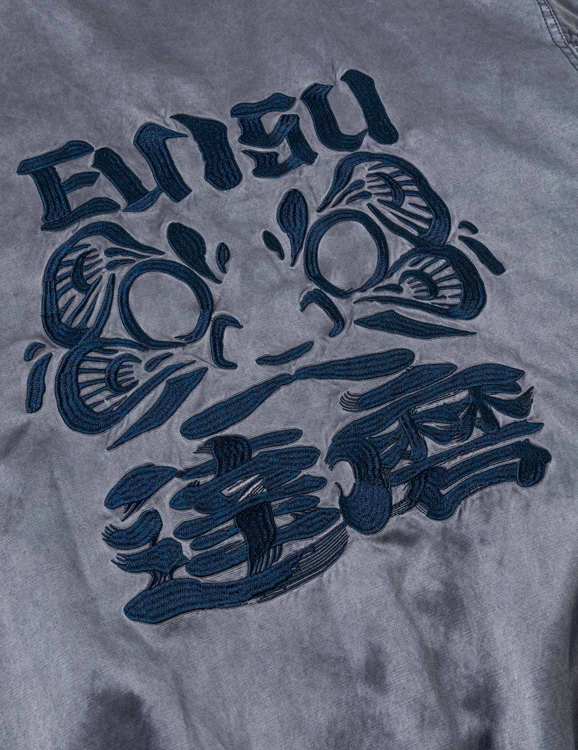Garment Dyed Daruma Embroidery Bomber Jacket - Image 5