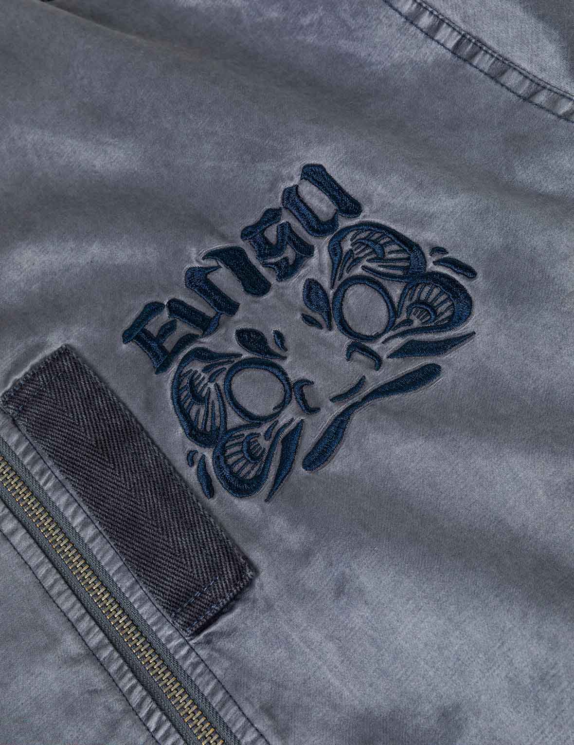 Garment Dyed Daruma Embroidery Bomber Jacket - Image 6